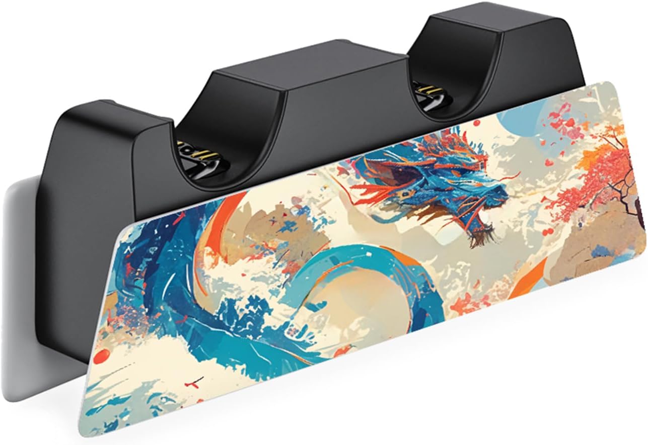 PlayVital Full Set Skin Decal for ps5 Console Disc Edition, Vinyl Sticker Decal Cover for ps5 Controller & Charging Station & Headset & Media Remote - Dragon's Elysium