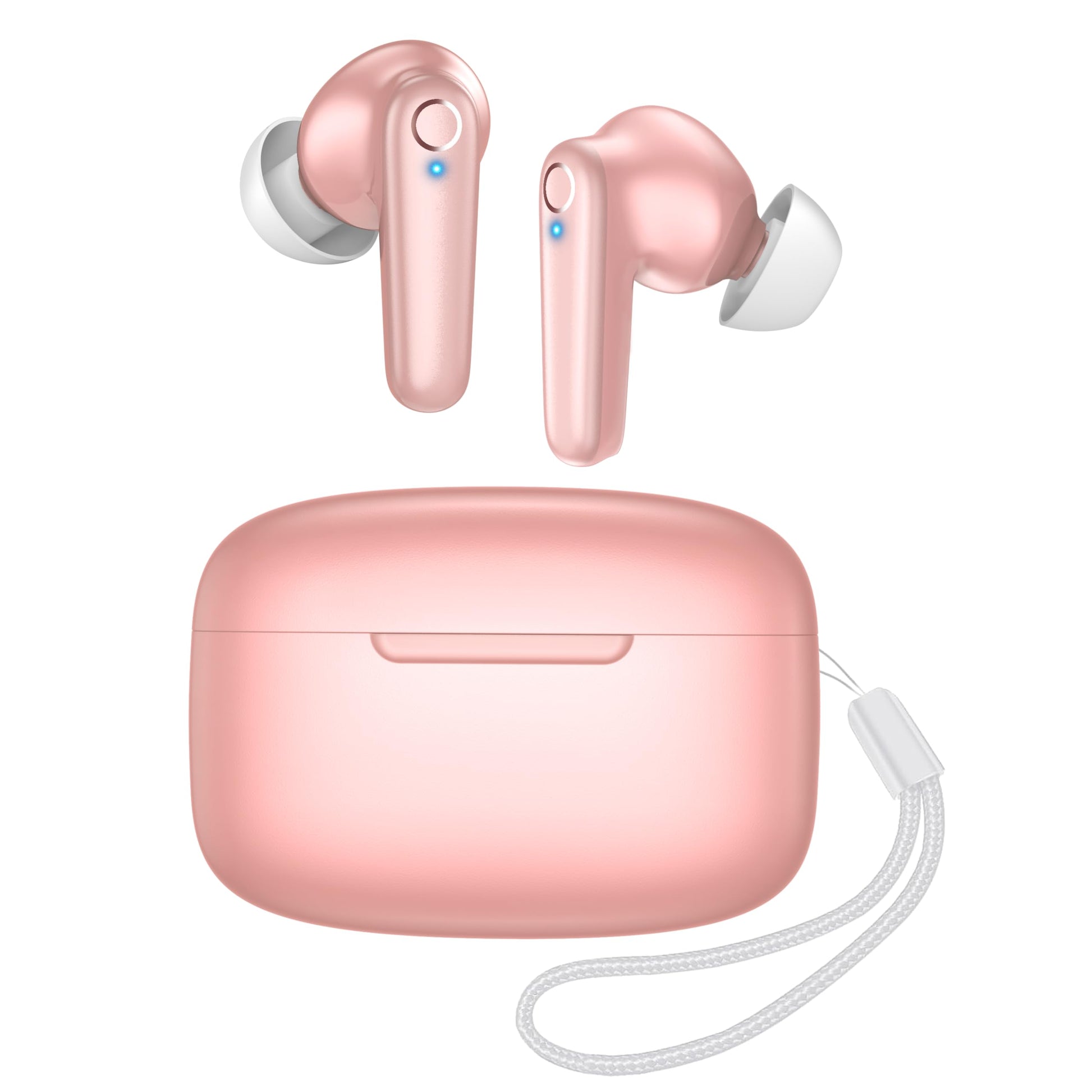 Redpepper Wireless Ear Buds Bluetooth 5.3 60H Using Time Headphones Deep Bass Clear Call Earbuds with Built-in Mic Touch Control Lightweight Headsets for Studying Working Gaming Blue