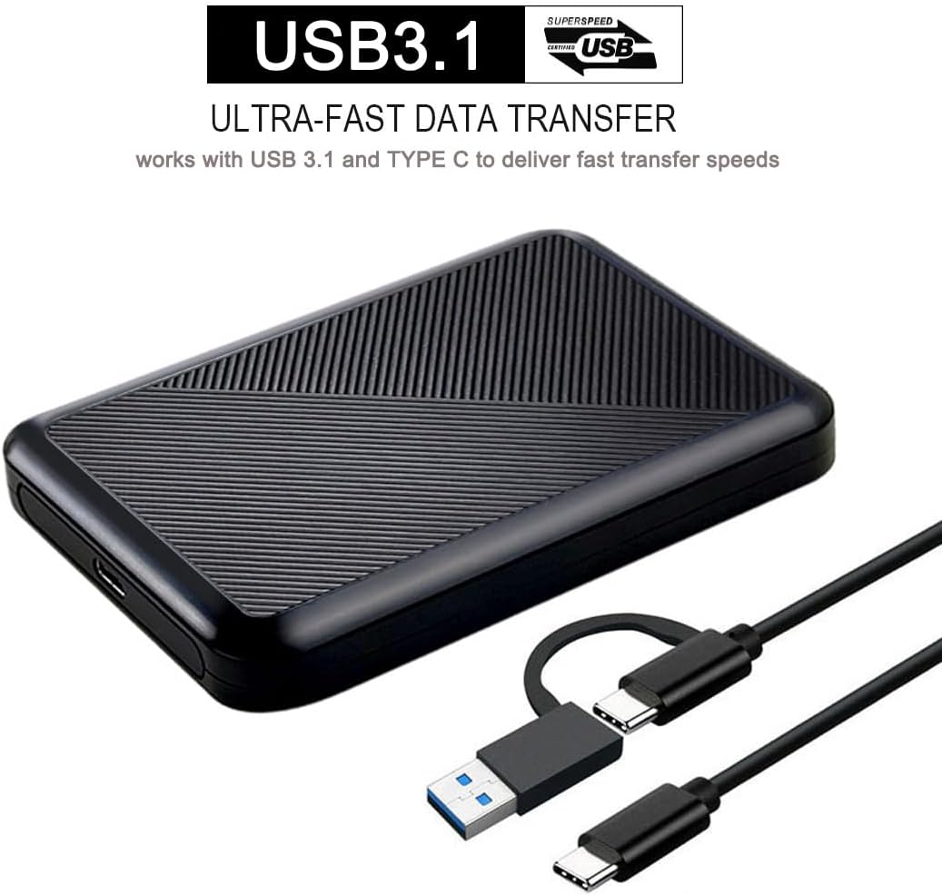 250GB Ultra Slim Portable External Hard Drive USB 3.1 Type C HDD Storage for PC, Mac, Laptop, PS4, Xbox one