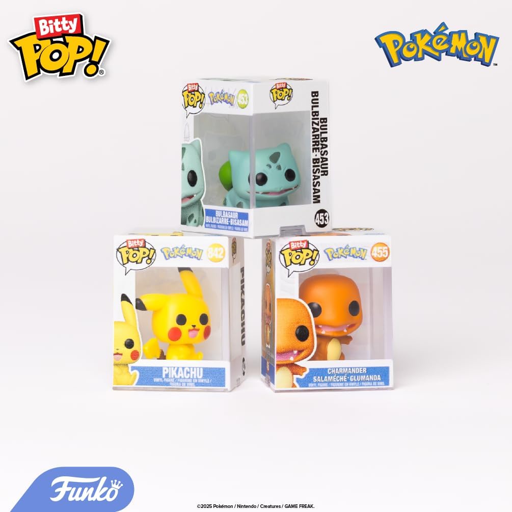 Funko Pop! Bitty: Pokemon - Pikachu, Vaporeon, Caterpie, and Cubone - 0.9 Inch (2.2 Cm) Collectable - Stackable Display Shelf Included - Gift Idea - Party Bags Stocking