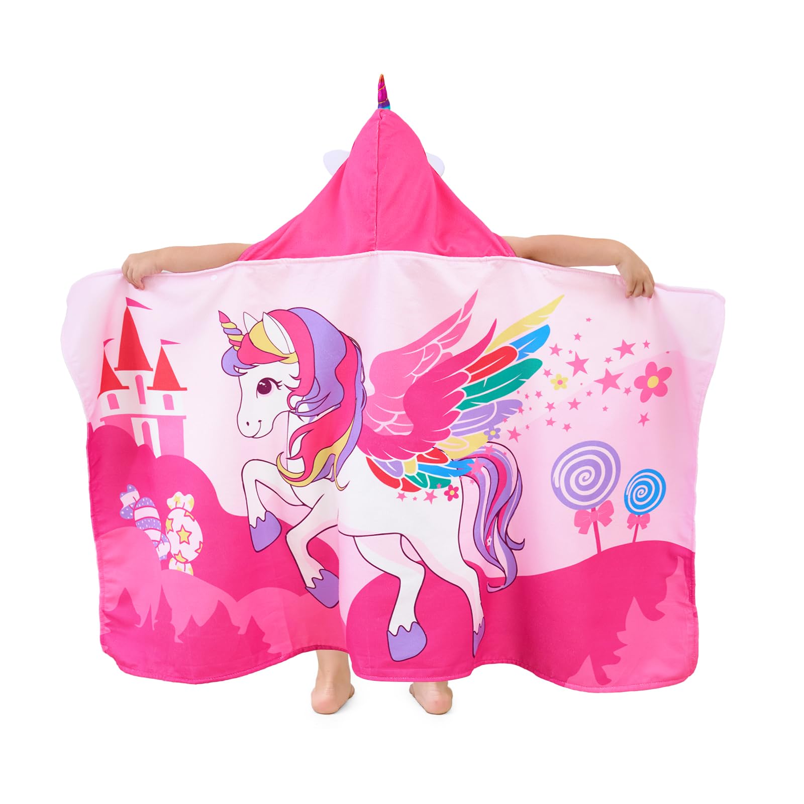 UOMNY Kids Beach Towels-Hooded Towels for Kids,Kids Hooded Bath Towel 30" x 50" for 3-10 Years,Pool Ponchos for Kids with Hood,Boys Beach Towel,Green Dinosaur