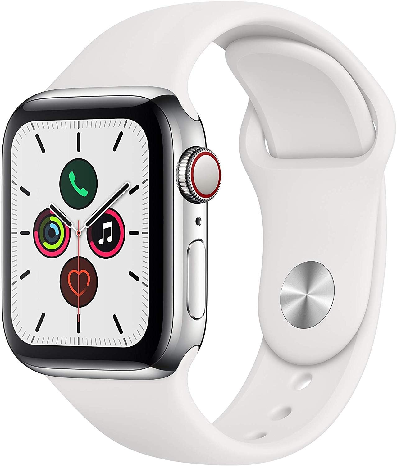 Apple Watch Series 5 (GPS + Cellular, 44MM) - Space Gray Aluminum Case with Black Sport Band (Renewed)