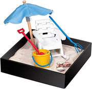 Executive Sandbox - Beach Break - Mini Desktop Set - Stress Relieving Office Decor - Includes 5” x 5” Sandbox,10 Island Accessories, and Fine Sand