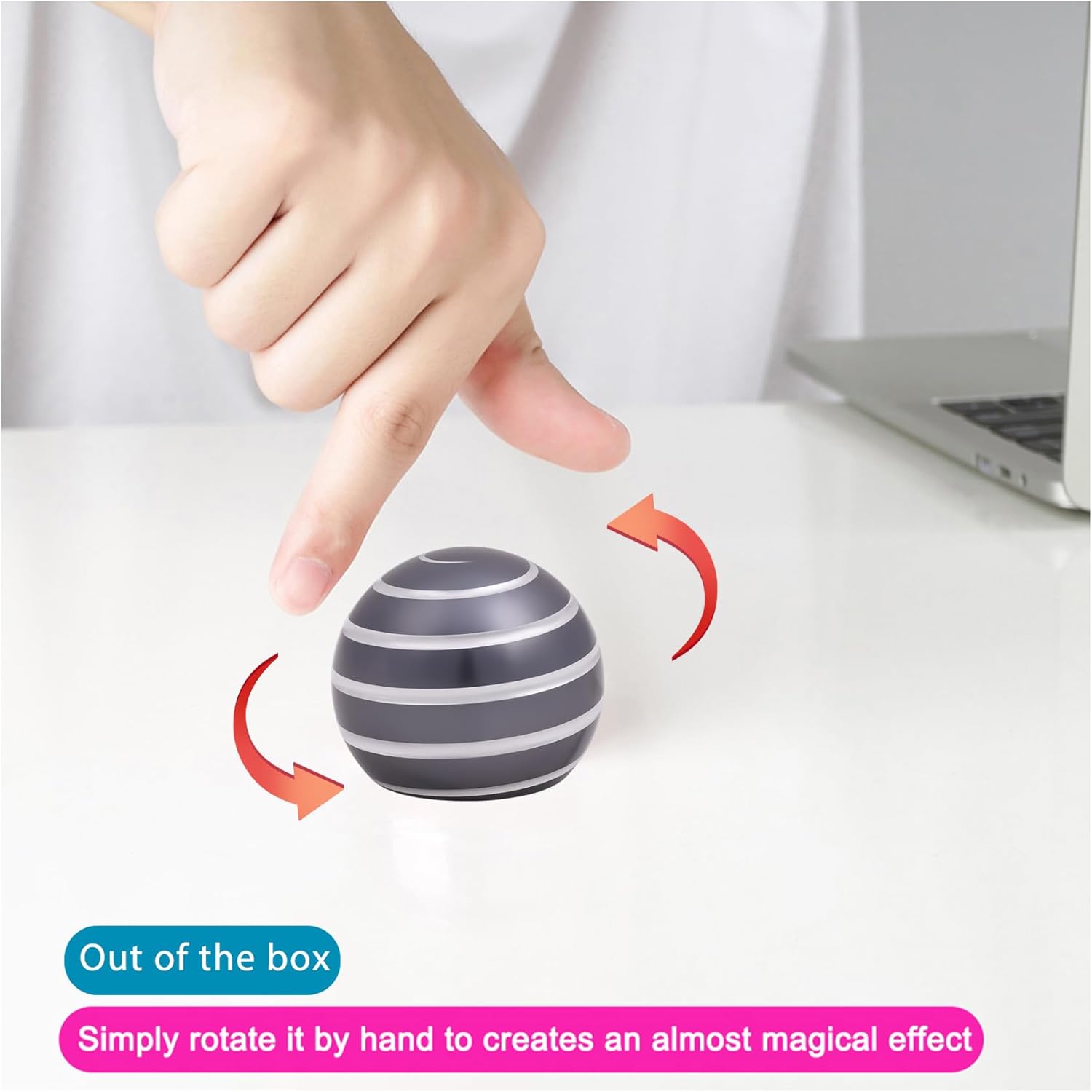 Desk Toys for Fidget Kinetic Cool-Gadgets: 180 Seconds Spinning Toy, Cool-Stuff Thing for Adult Teen Children Kid, Optical-Illusion Stress-Relief Gifts Ball for Man Women Home Office School Christmas