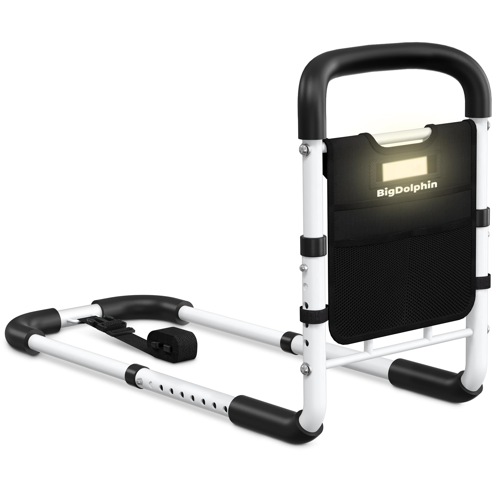 Bed Rails for Elderly Adults 2026 Upgrade - ASTM Compliant, Adjustable Bed Cane with Non-Slip Ergonomic Handle & Storage Pocket, Bed Railings for Seniors Hold up to 350 LBS, Tool-Free