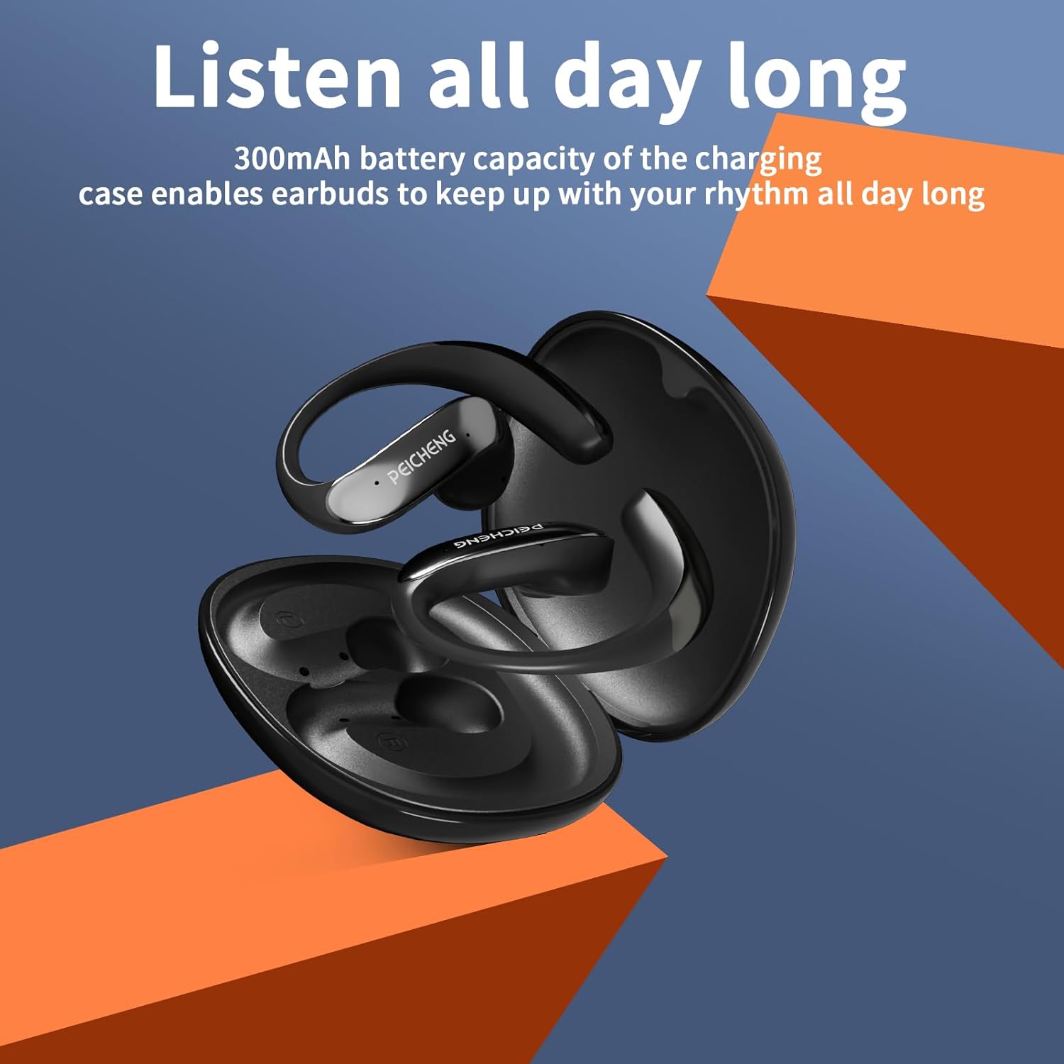 Wireless Bluetooth Earphones Earbuds Headphone Ear Bud for Sports Travel Business Learning (Black)