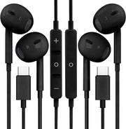 2 Packs USB C Headphones for iPhone 16/15 Phone Earbuds with Microphone & Volume Control HiFi Stereo Type C Earphones for Galaxy S23/S22/S21/S20/Ultra Note 10/20, for Pixel 7/6/6a/5/4,for OnePlus 9 8