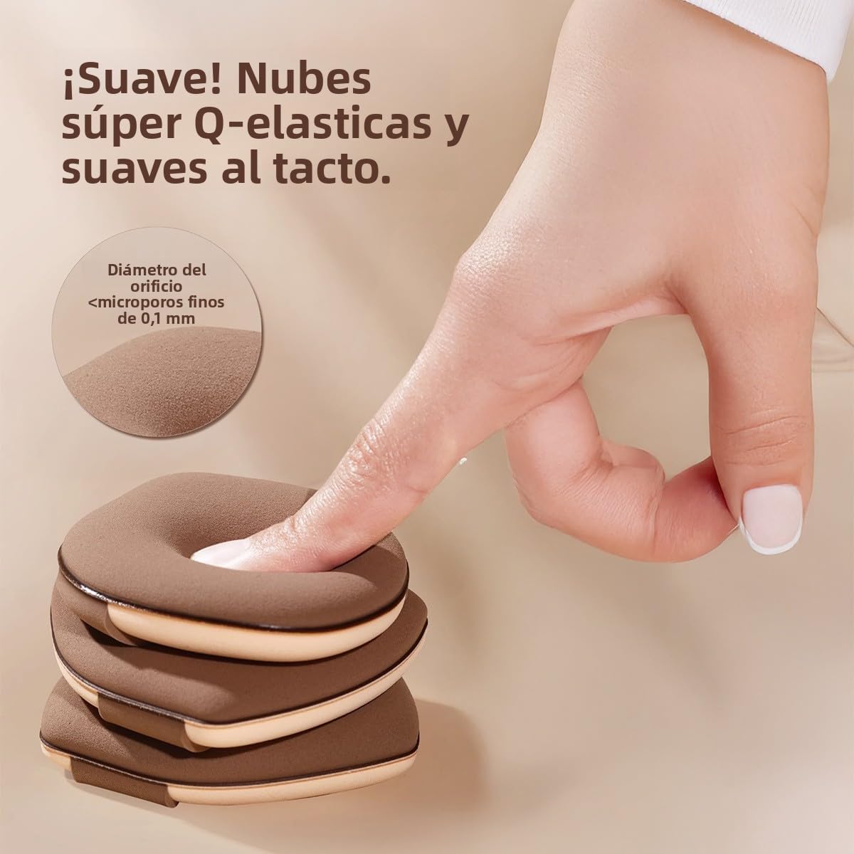 Caramel Mousse Makeup Sponge 2-Pack, Non-Absorbent & Hypoallergenic Beauty Blender for Flawless Liquid Foundation & Concealer Application, Wet or Dry Use for Cream & Face Makeup.