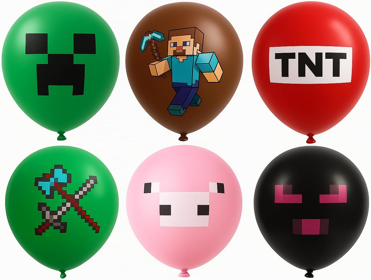 Mining Fun Birthday Party Ballons - 12" Printed Latex Balloons 24 Pcs Pixel Party Decorations Building Miner Theme Party Supplies, Video Game Inspired Party Favors for Boys Girls Kids