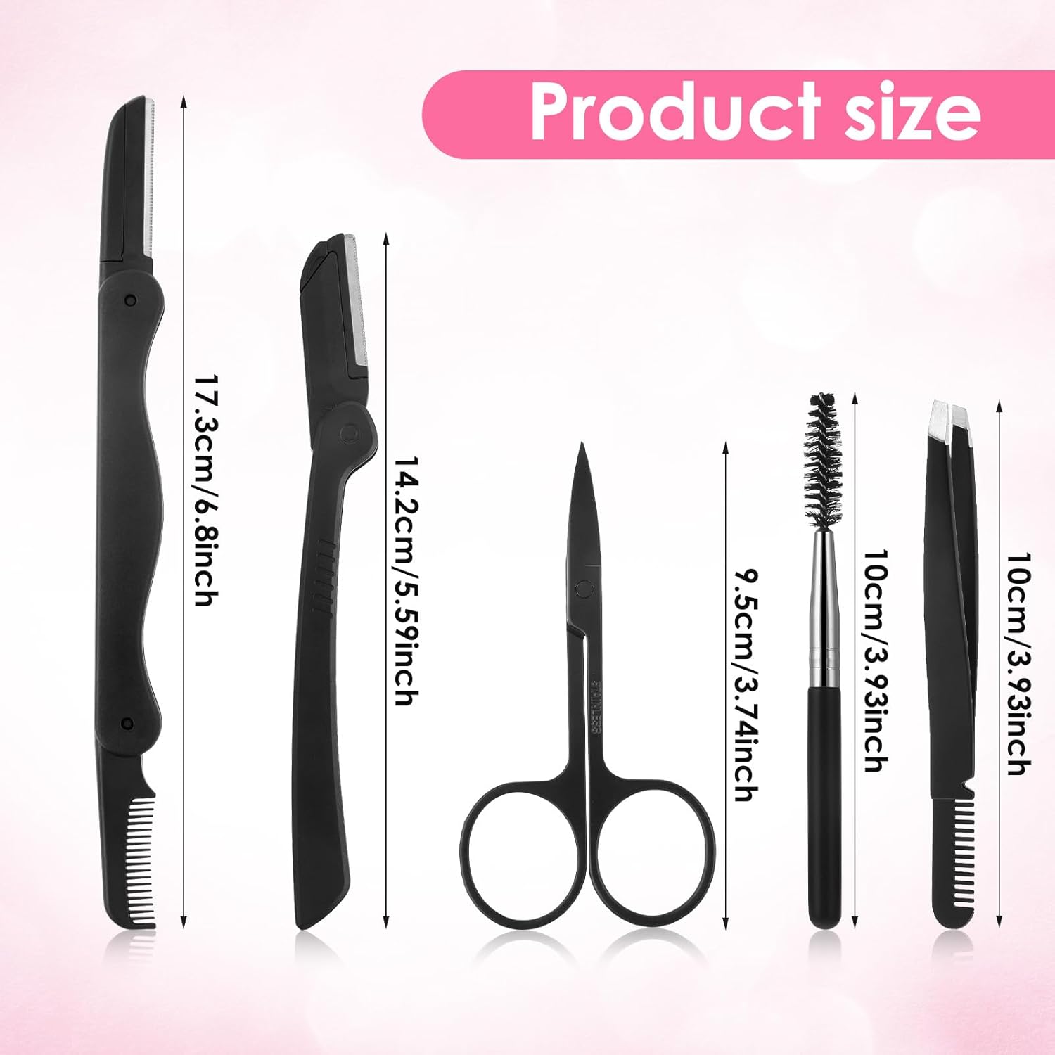 Eyebrow Razor, 5-in-1 Eyebrow Kit, Eyebrows Trimmers Set for Women and Men Eyebrows Grooming (Including Brow Razors, Tweezers, Scissors, Trimmer, Comb)