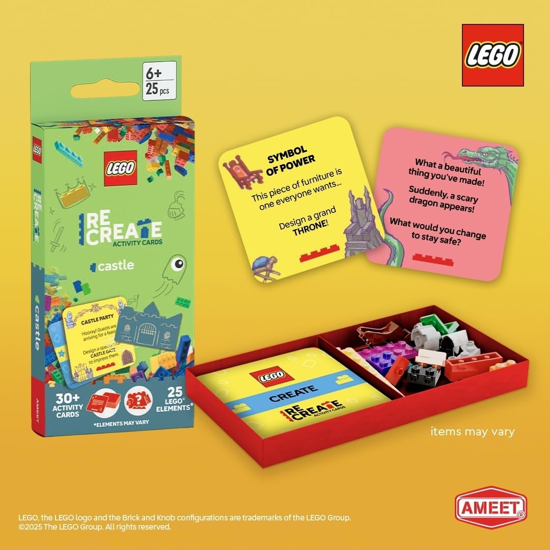 Lego Recreate Activity Cards – Castle | Fantasy Building Game with 30+ Activity Cards & 25 Lego Elements | Ages 6+