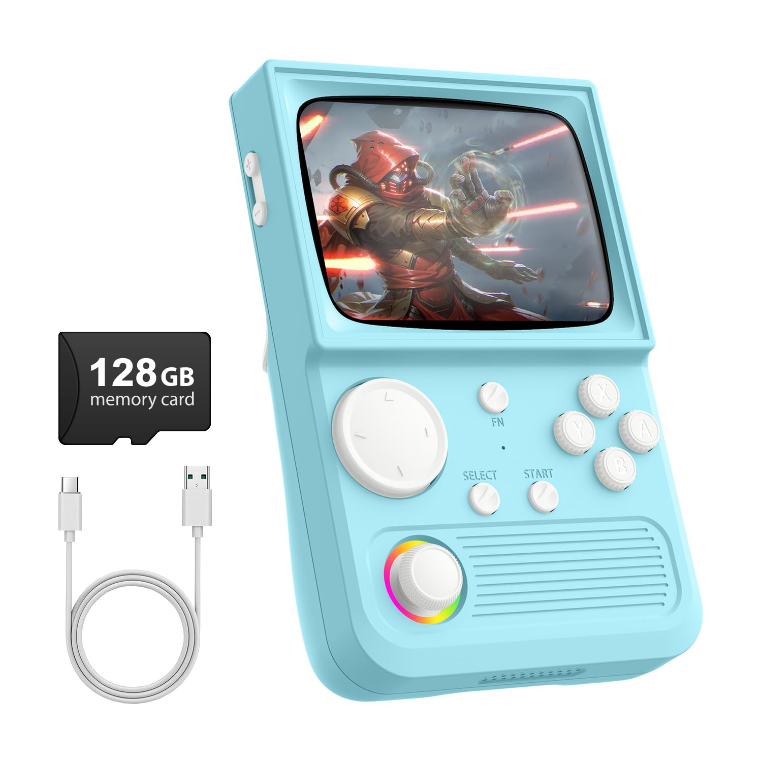 R36T Retro Gaming Console, 3.5'' IPS Screen CRT-Inspired, Handheld Game Console with 18000+ Classic Games Supports WiFi Networked Fighting and OTG, 3500mAh Battery, with Portable Case(Grey 64GB)