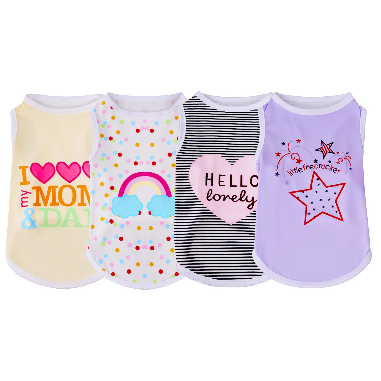 choyaxo 4pcs Dog Shirts Sleeveless Printed Pet Vest for Chiuahaha Small Medium Dogs Halloween