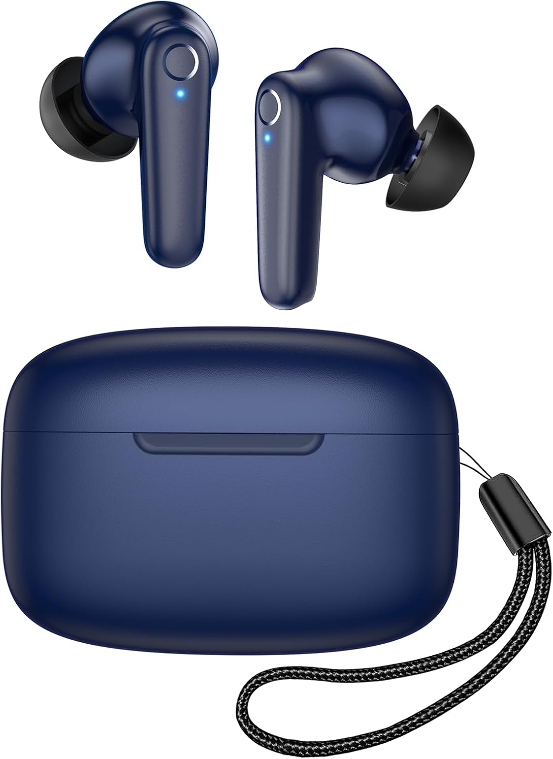 Redpepper Wireless Ear Buds Bluetooth 5.3 60H Using Time Headphones Deep Bass Clear Call Earbuds with Built-in Mic Touch Control Lightweight Headsets for Studying Working Gaming Blue