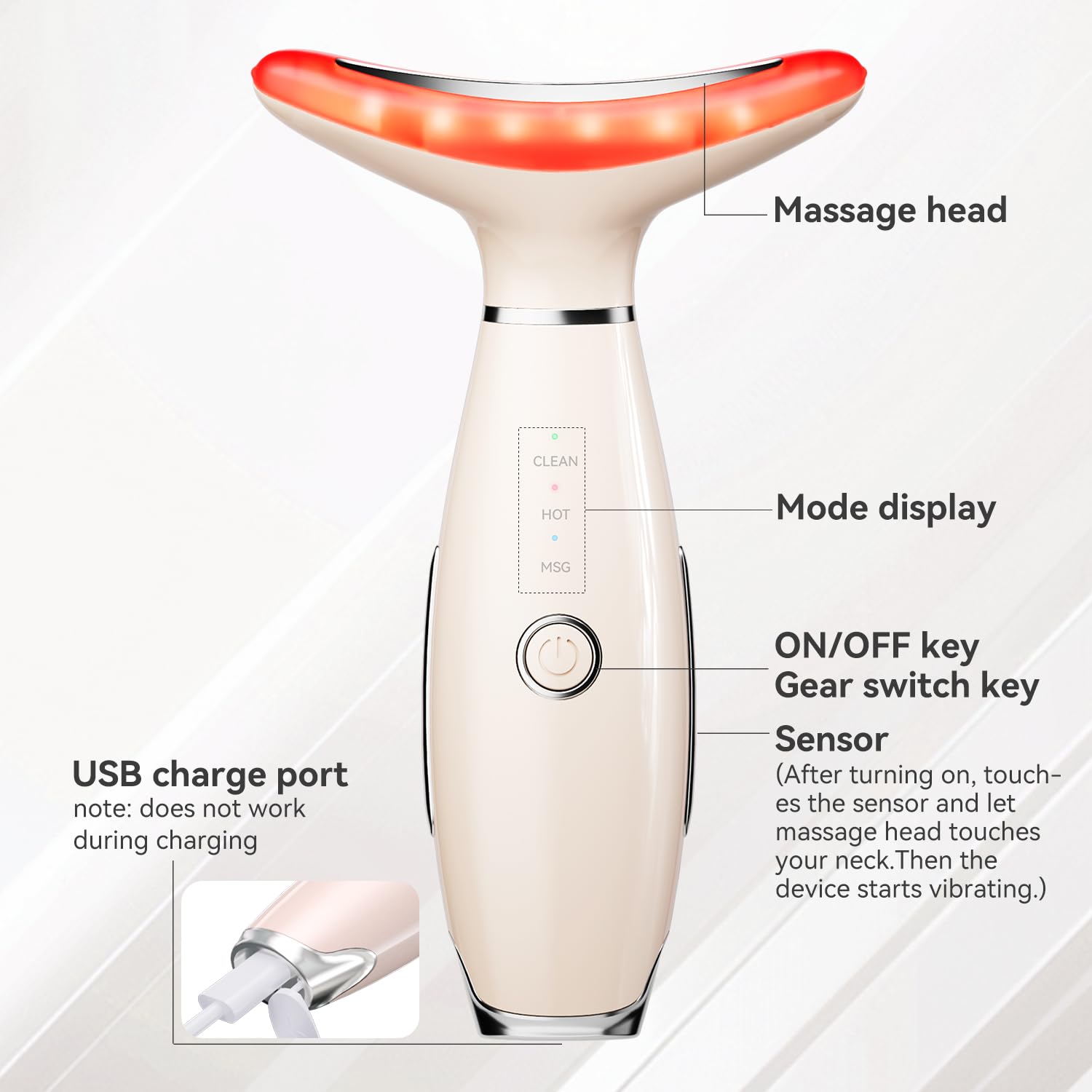 7 Color Facial Neck Device, Portable Facial Massager, Face Sculpting Tool for Skin Care with Vibration, Thermal