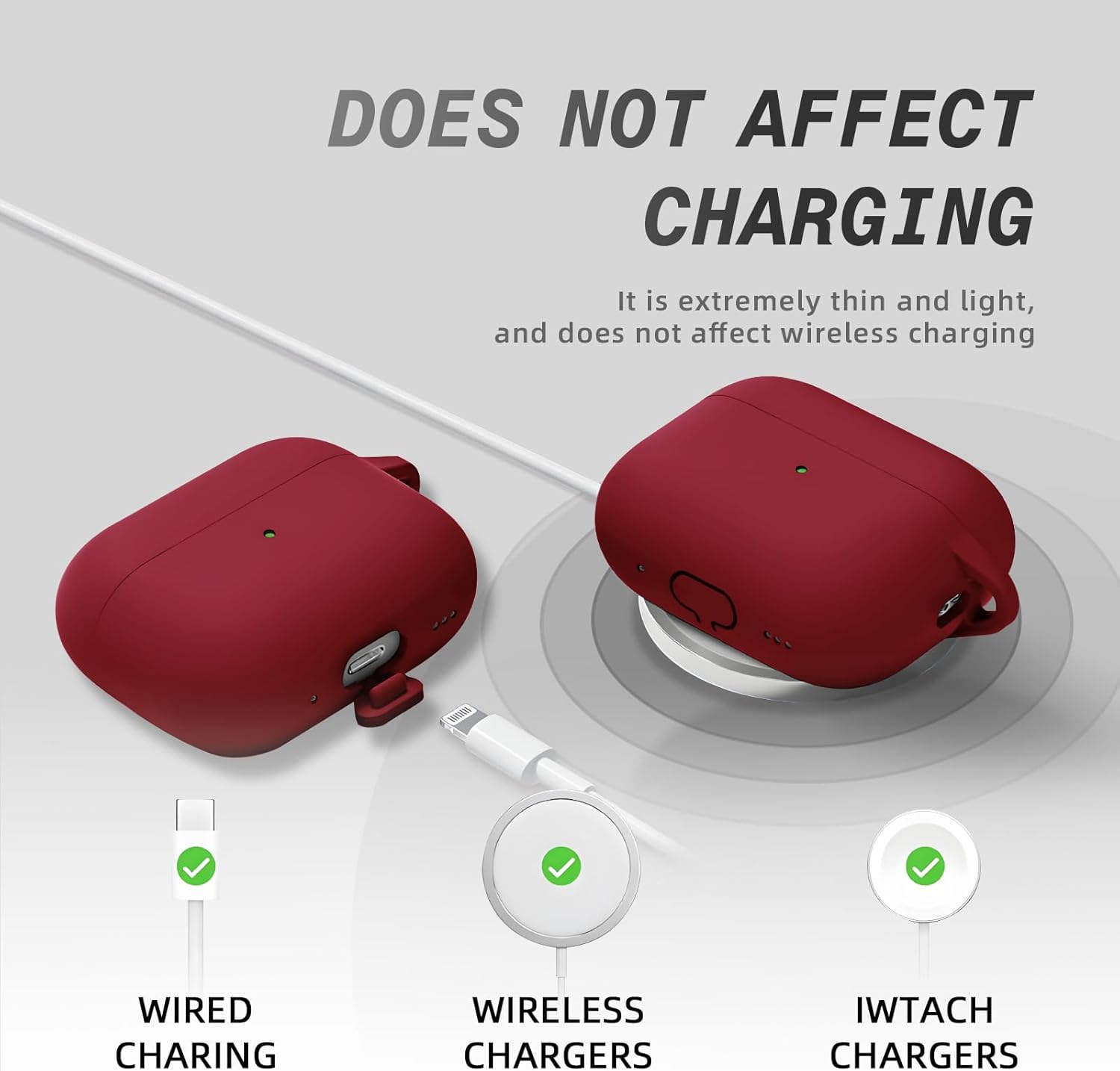 MysticHome for AirPods Pro 3 case, Compatible with AirPods Pro 3rd Generation Case, Soft Silicone Case with Keychain, Wireless Charging Support, Includes 1 Cleaning Pen (Burgundy)