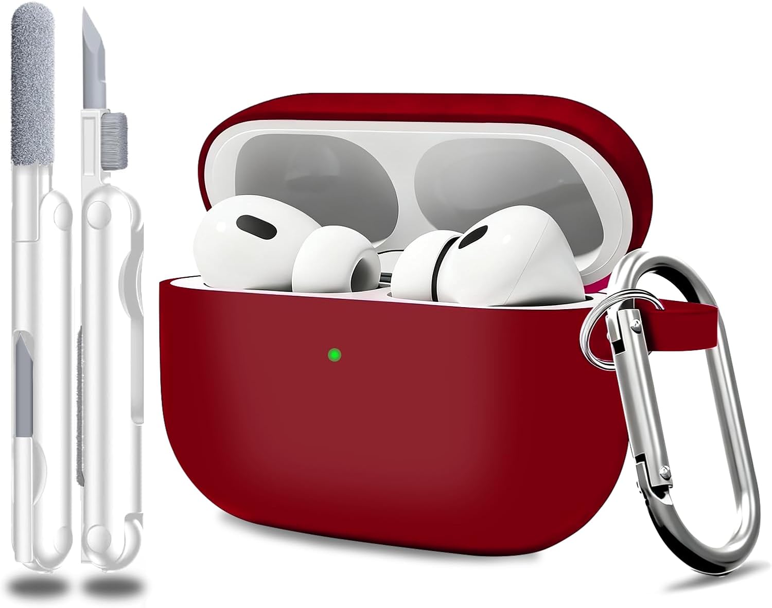 MysticHome for AirPods Pro 3 case, Compatible with AirPods Pro 3rd Generation Case, Soft Silicone Case with Keychain, Wireless Charging Support, Includes 1 Cleaning Pen (Burgundy)