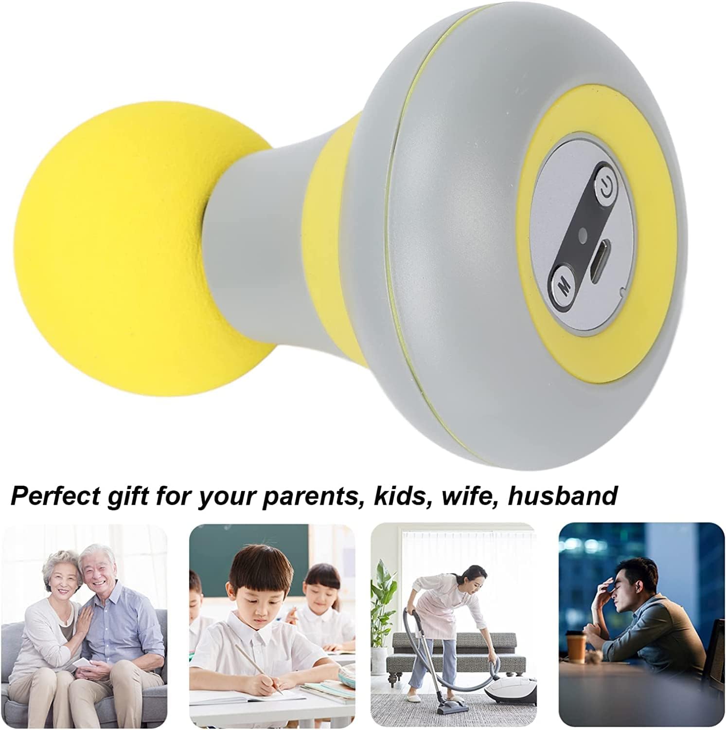 Mini Massage Gun, Portable Mini Massager USB Charging Electric Handheld Personal Massager with 6 Speed Vibration, Deep Tissue Muscle Massager Fascia Gun for Relaxation Muscles Relief Pain (Yellow)
