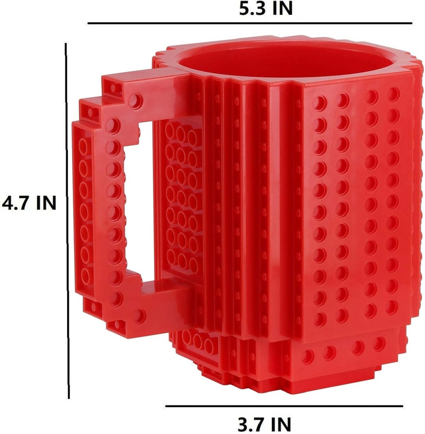 Build on Brick Coffee Mugs,Creative DIY Kids Party Cups with Building Blocks,Fun Novelty Gifts for Kids Childhood Adults Office Birthday Xmas,Red