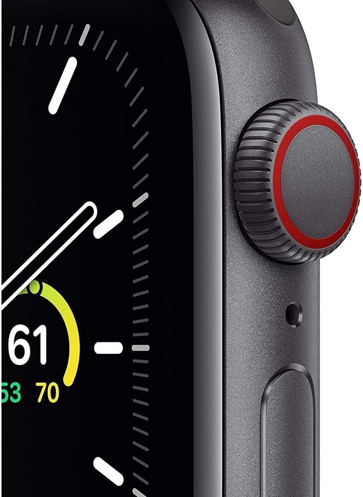 Apple Watch SE (GPS + Cellular, 44mm) - Space Gray Aluminum Case with Black Sport Band (Renewed)