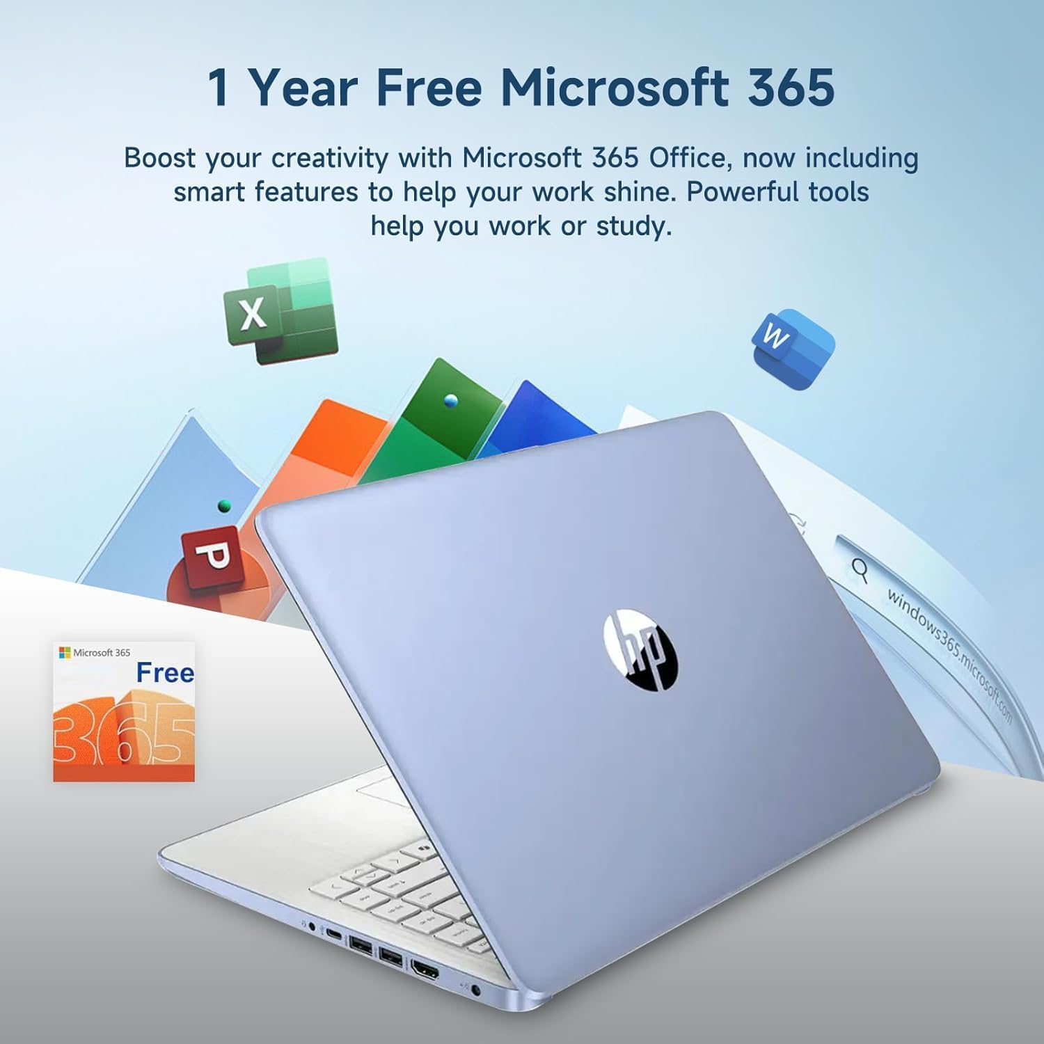 HP 14" Laptop Computer, Quad-Core (Beat i3), 16GB RAM 256GB Storage (128GB UFS+128GB SD Card), Wi-Fi 6 Win11 Laptops for Business and Student with 1-Year Office 365 W/GM Accessories