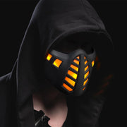 Punk Mask LED Half Face Halloween Light Up Scary Cosplay Party Props Costume for Men, Futuristic Techwear Mask Music Festival for Men Women Adult