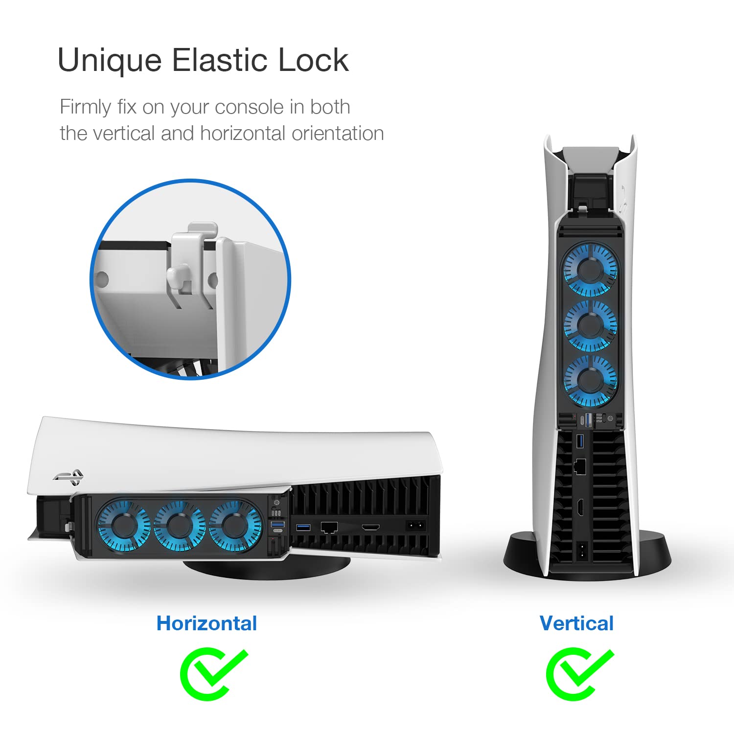 JUSPRO Cooling Fan for PS5 Accessories, Upgraded Quiet Cooler Fan with LED Light for PlayStation 5 Console/PlayStation 5 Digital Edition & Ultra HD Game Console