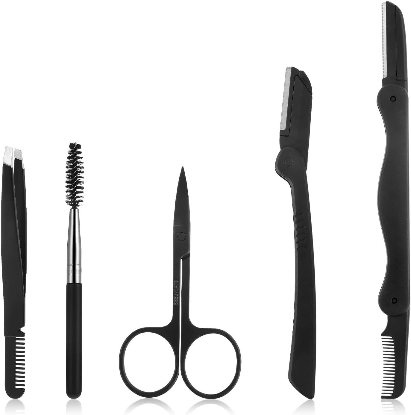 Eyebrow Razor, 5-in-1 Eyebrow Kit, Eyebrows Trimmers Set for Women and Men Eyebrows Grooming (Including Brow Razors, Tweezers, Scissors, Trimmer, Comb)