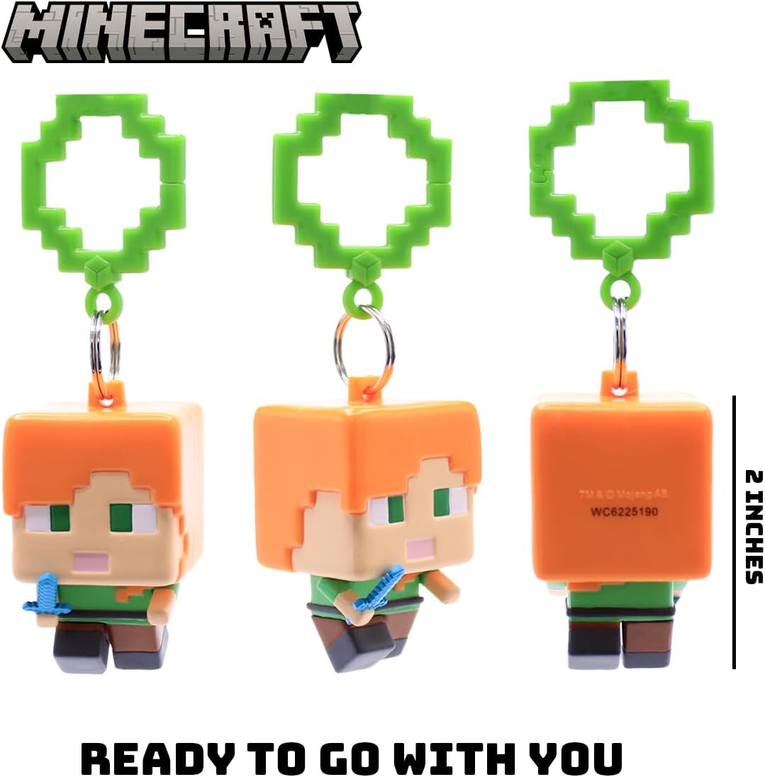 Officially Licensed Minecraft Backpack Hangers – Surprise Blind Box Figure – Durable Plastic Keychain Accessory for Backpack, Lunchbox, Gifts – Ages 3+ (Series 1)