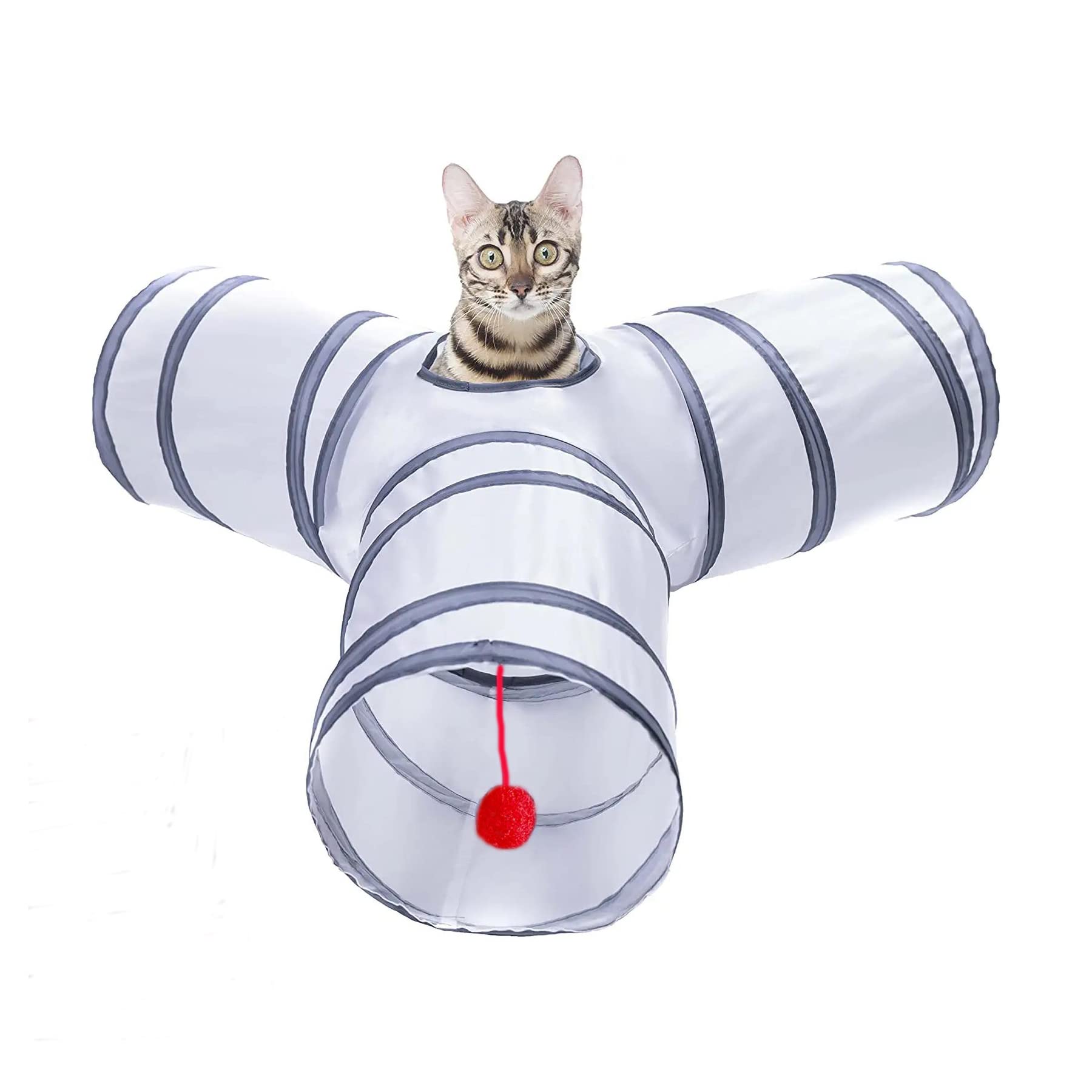 Cat Tunnel, Collapsible Tube with 1 Play Ball Kitty Toys, 3 Ways Cat Tunnels for Indoor Cats, Puppy, Kitty, Kitten, Rabbit