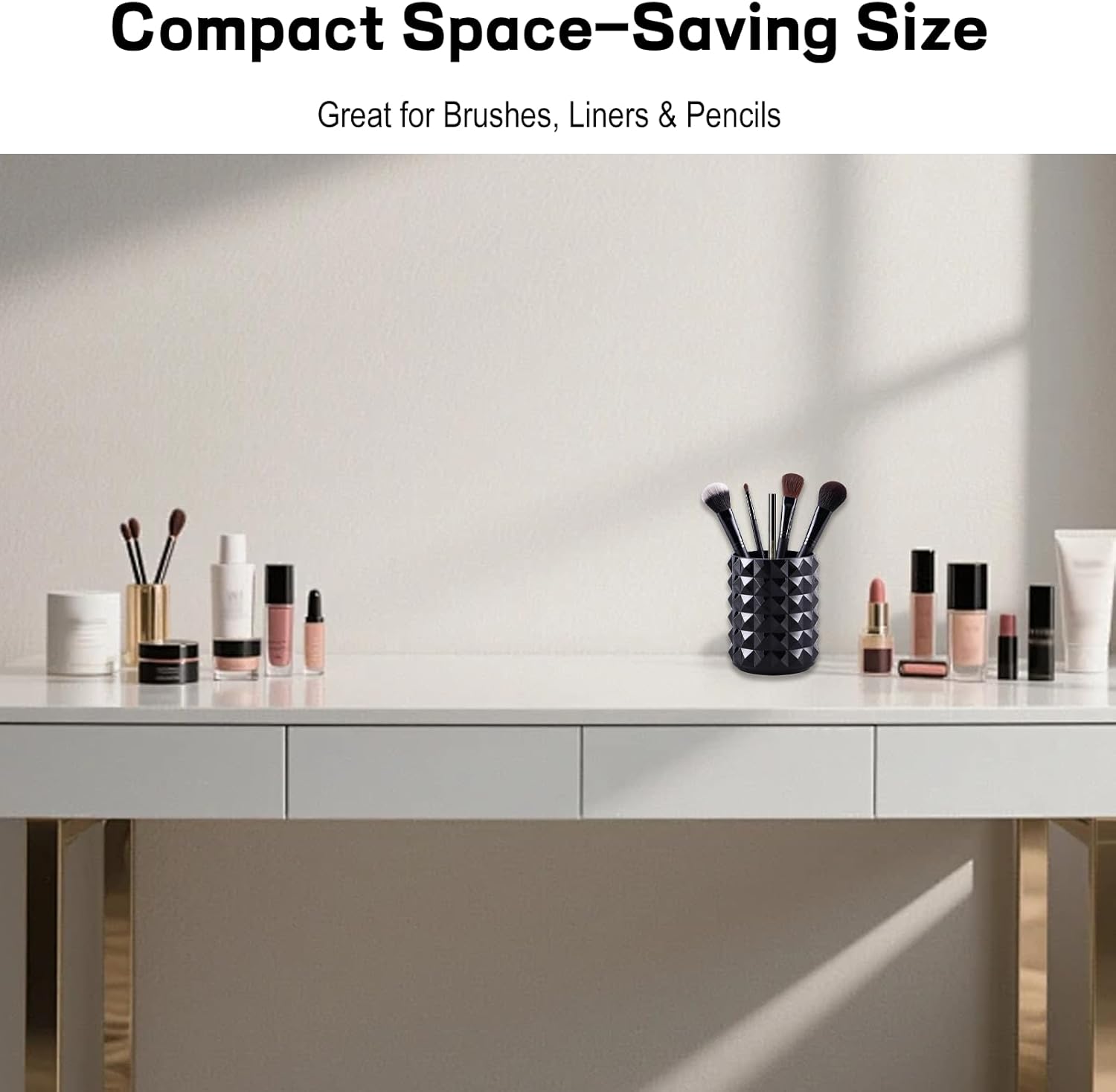 Makeup Brush Cup Holder Black Acrylic Small Organizer for Brushes and Pens Cute Vanity Cups Brochas Cosmetic Holders for Comb and Beauty Tools