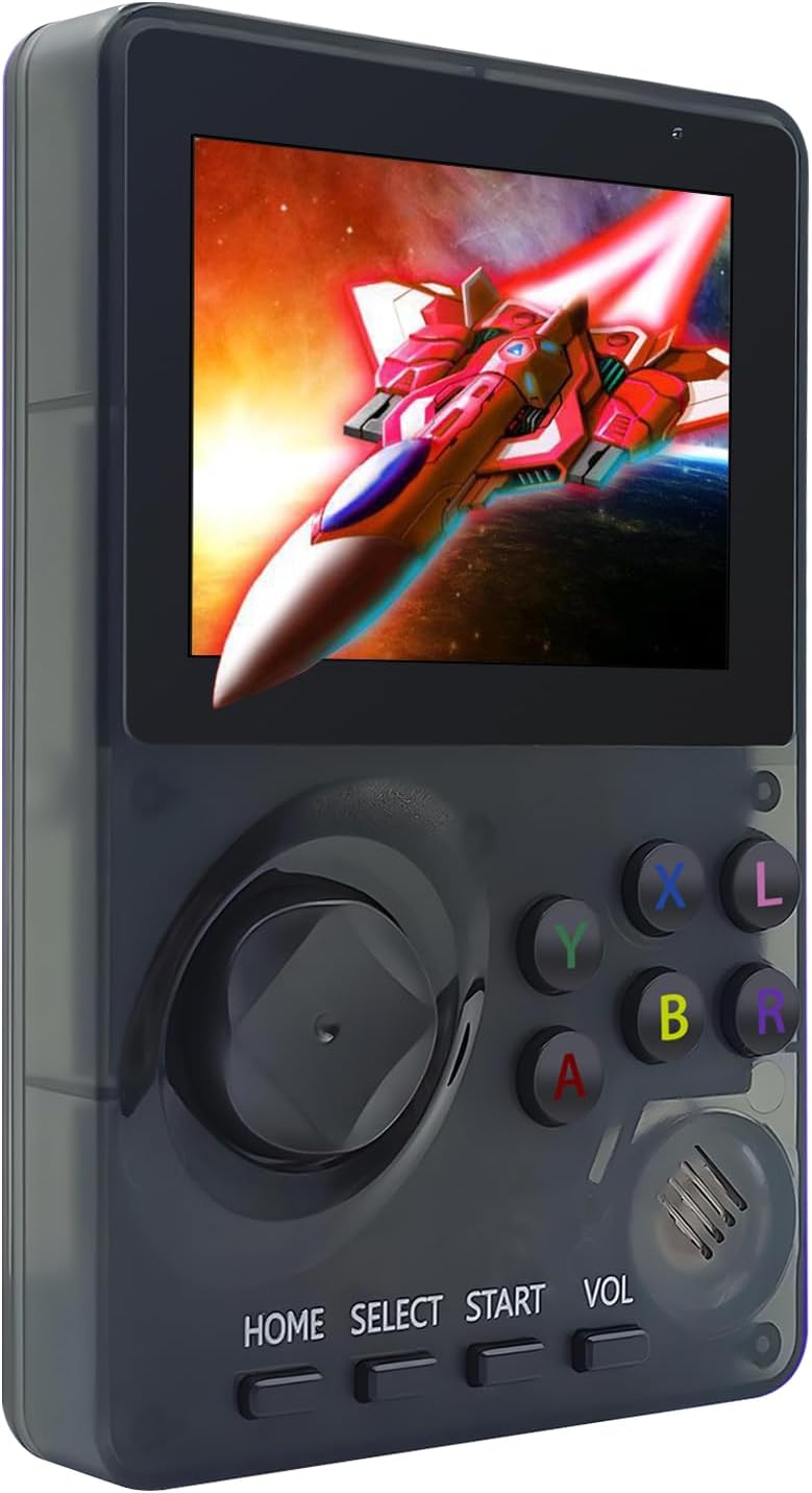 Kids Handheld Retro Game Console Pre-Loaded 100 Classic 16-Bit Games, Handheld Video Gaming Console with 2.8" Color Screen, Rechargeable Battery, Handheld Game for Boys Girls (Transparent Grey)