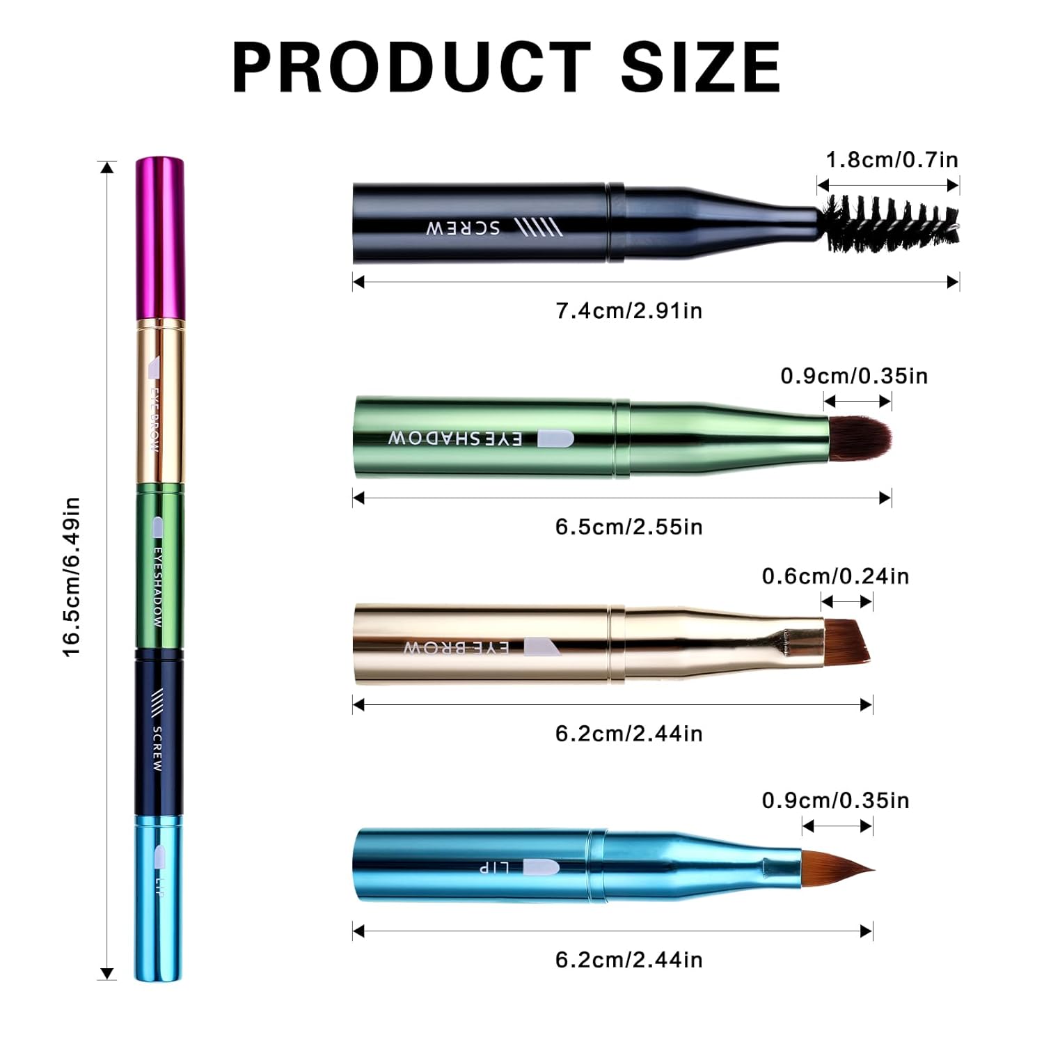 Simarro 4 in 1 Makeup Brush Set, Portable Travel Size Make Up Brushes - Detachable Eyeshadow, Eyebrow, Screw, Lip Brush for Foundation, Concealer, Powder Liquid (Multicolor)