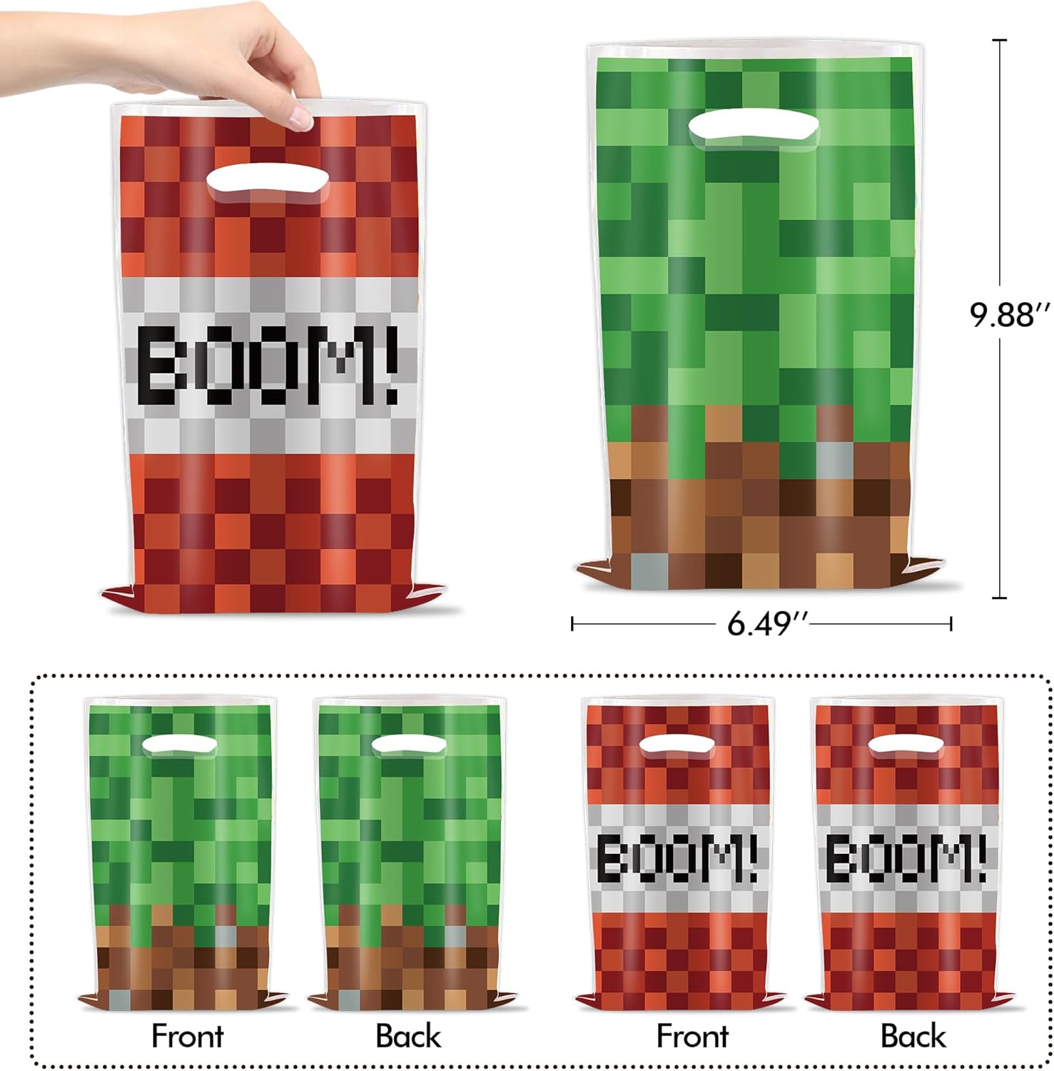 30Pcs Pixel Gift Bags Birthday Party Supplies Animation Party Gift Candy Bags