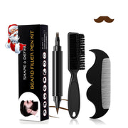 Beard Pen - Beard Pencil Filler for Men Black, Barber Pencil with Beard Brush & Comb, Dual-Head Beard Filler with 4-Fork-Tip Waterproof Mens Grooming Kits Gifts for Men, Mens Gifts Ideas (Dark Brown)