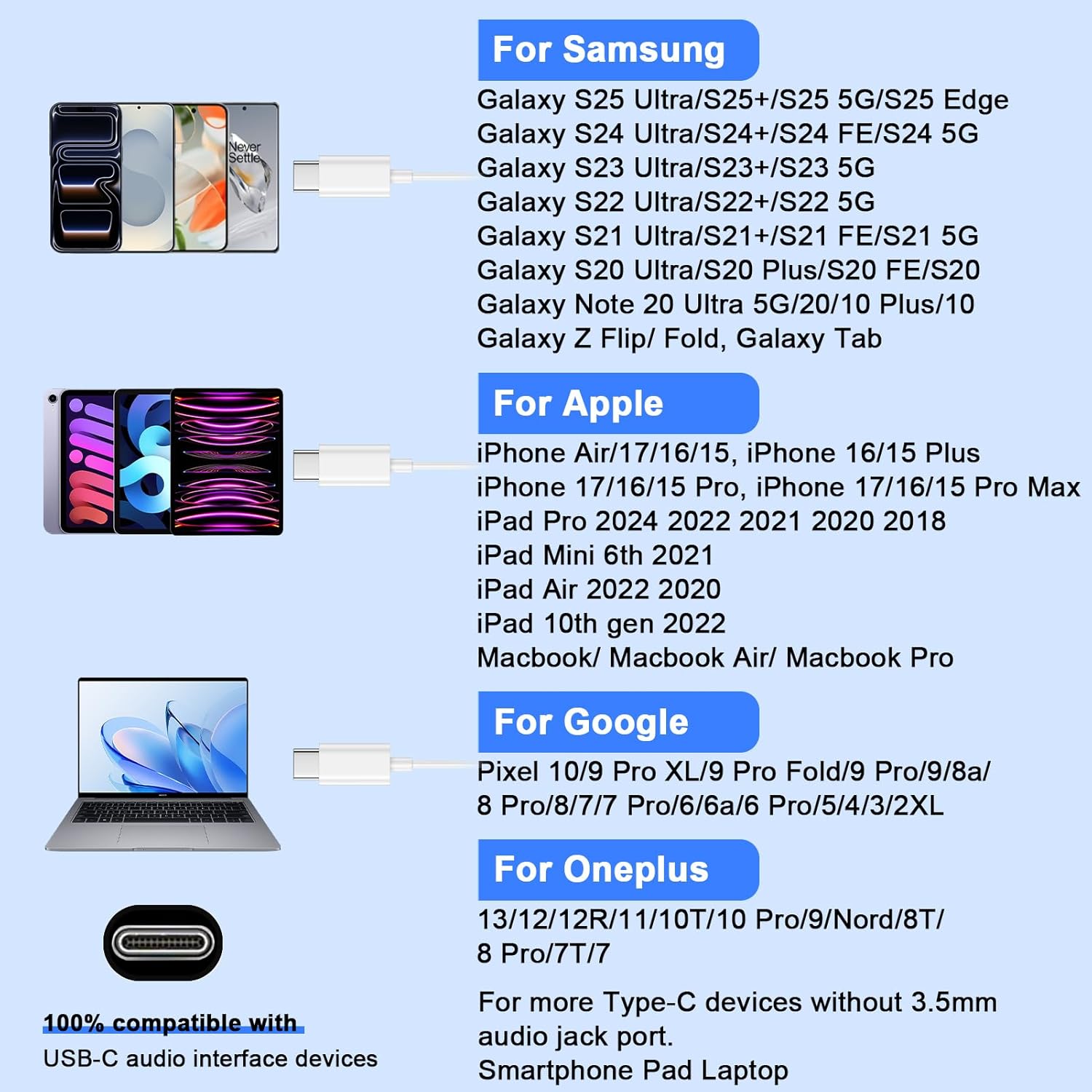 USB C Headphones Wired for iPhone 17 Air 17 Pro Max 16e 16 Pro Max 16 Plus 15,Type C Earphones with Mic & Remote Noise Canceling Earbuds for Samsung Galaxy S25 Ultra S24 S23 S22 A17 A16 A36,Pixel 10 9