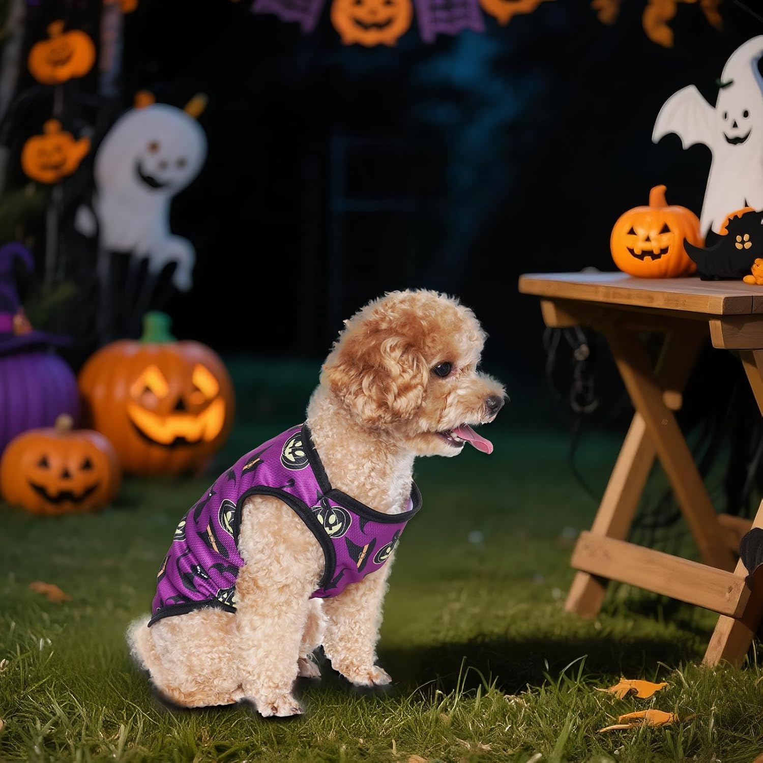 choyaxo 4pcs Dog Shirts Sleeveless Printed Pet Vest for Chiuahaha Small Medium Dogs Halloween