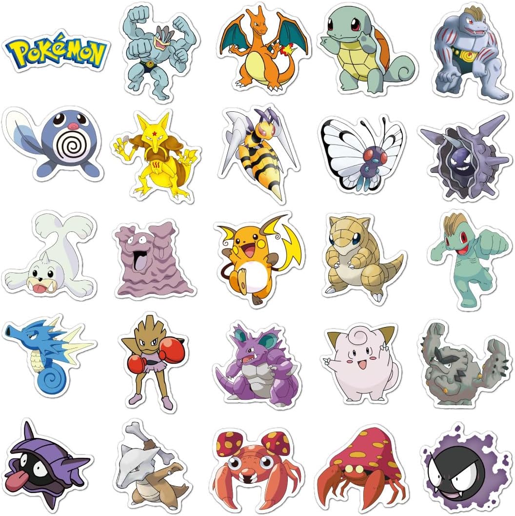 100 PCS Cute P.o.kémon Stickers for Gifts, Waterproof Sticker for Phone, Laptop, Water Bottles, Hydro Flask, Stickers for
