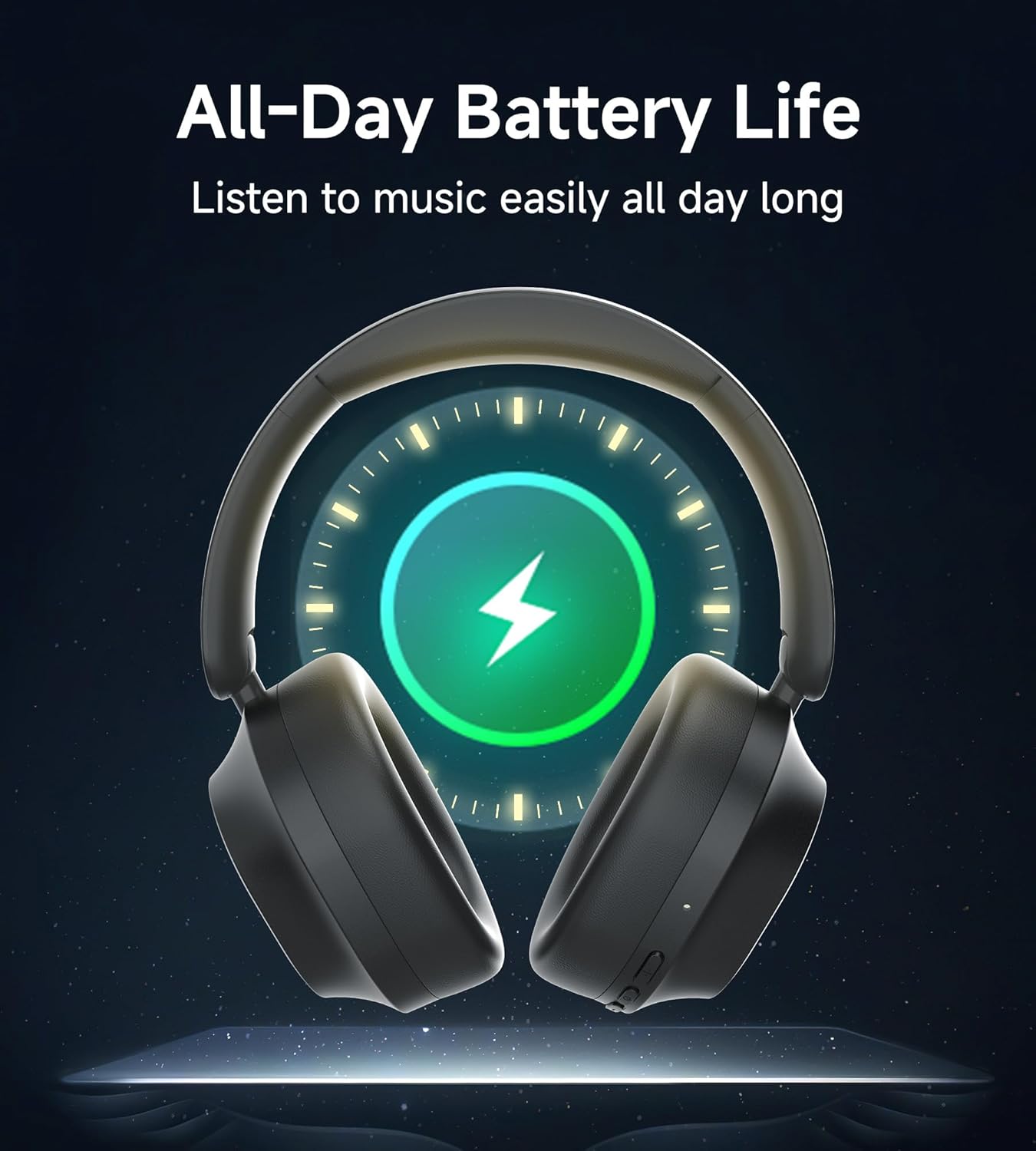 King Lucky B900 Hybrid Active Noise Cancelling Headphones, Wireless Over Ear Headphones, Bluetooth 5.4, Hi-Res Audio, Deep Bass, Comfortable Fit, with Mic, for Commuting, Travel, Home, Work, Black