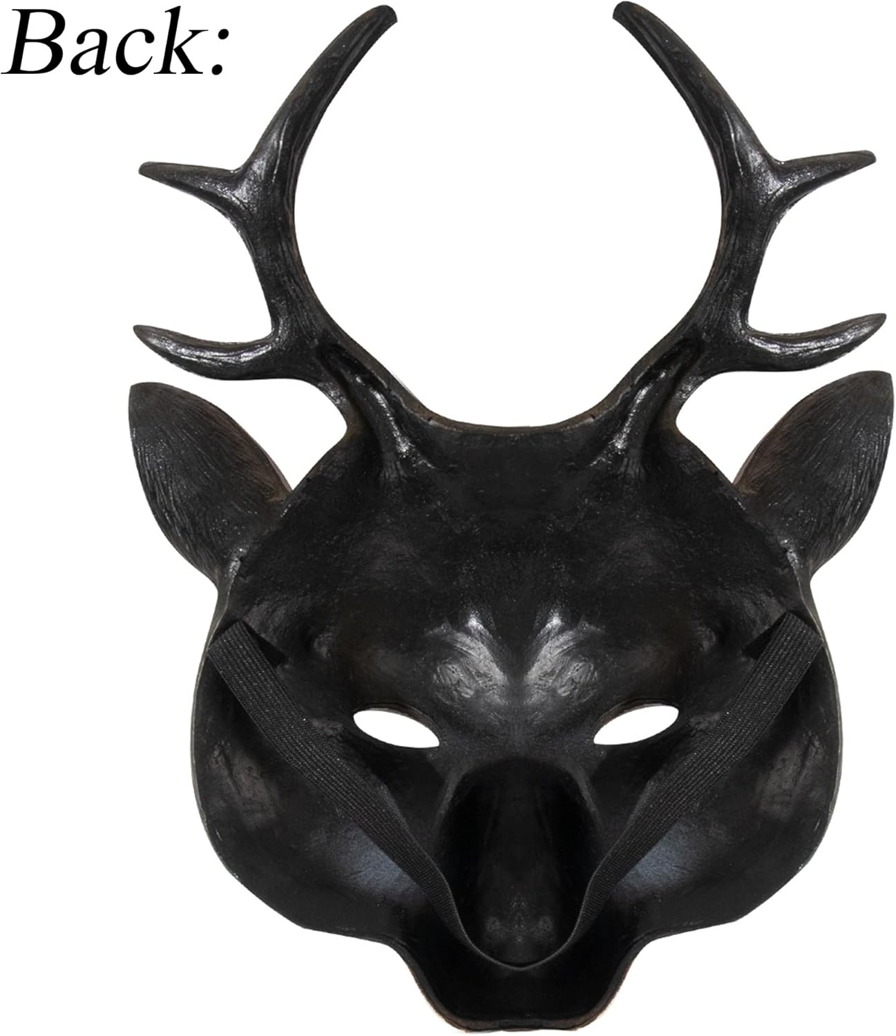 whitefeather Realistic 3D Deer Mask, PU Material, Brown, Halloween Costume Accessory, Antlered Creature Face Mask