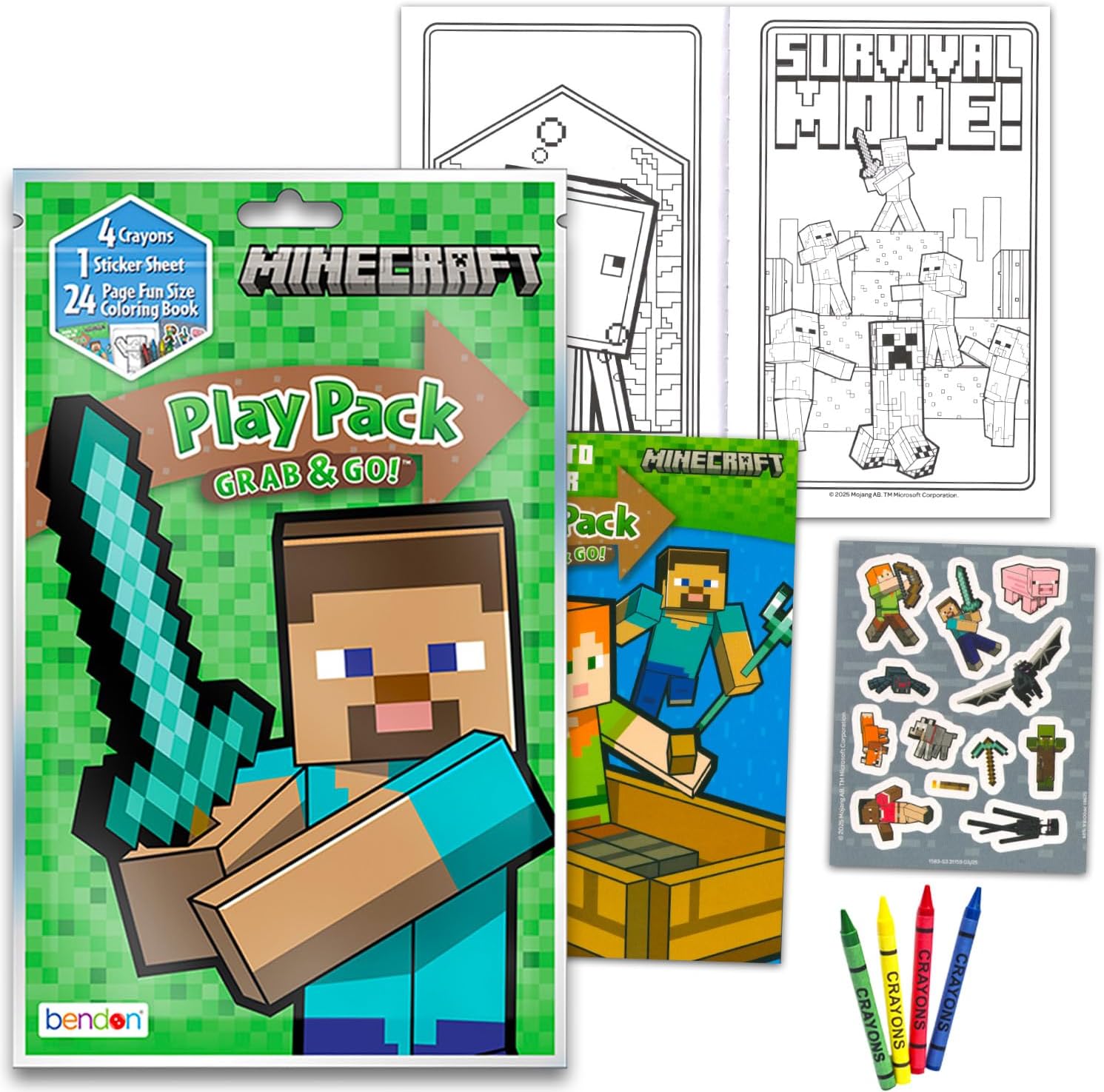 Minecraft Coloring Book and Activity Bundle - Minecraft Coloring Book with Mess Free Marker, Play Pack with Mini Coloring Pages, Stickers for Teens Toddlers Boys Girls Children