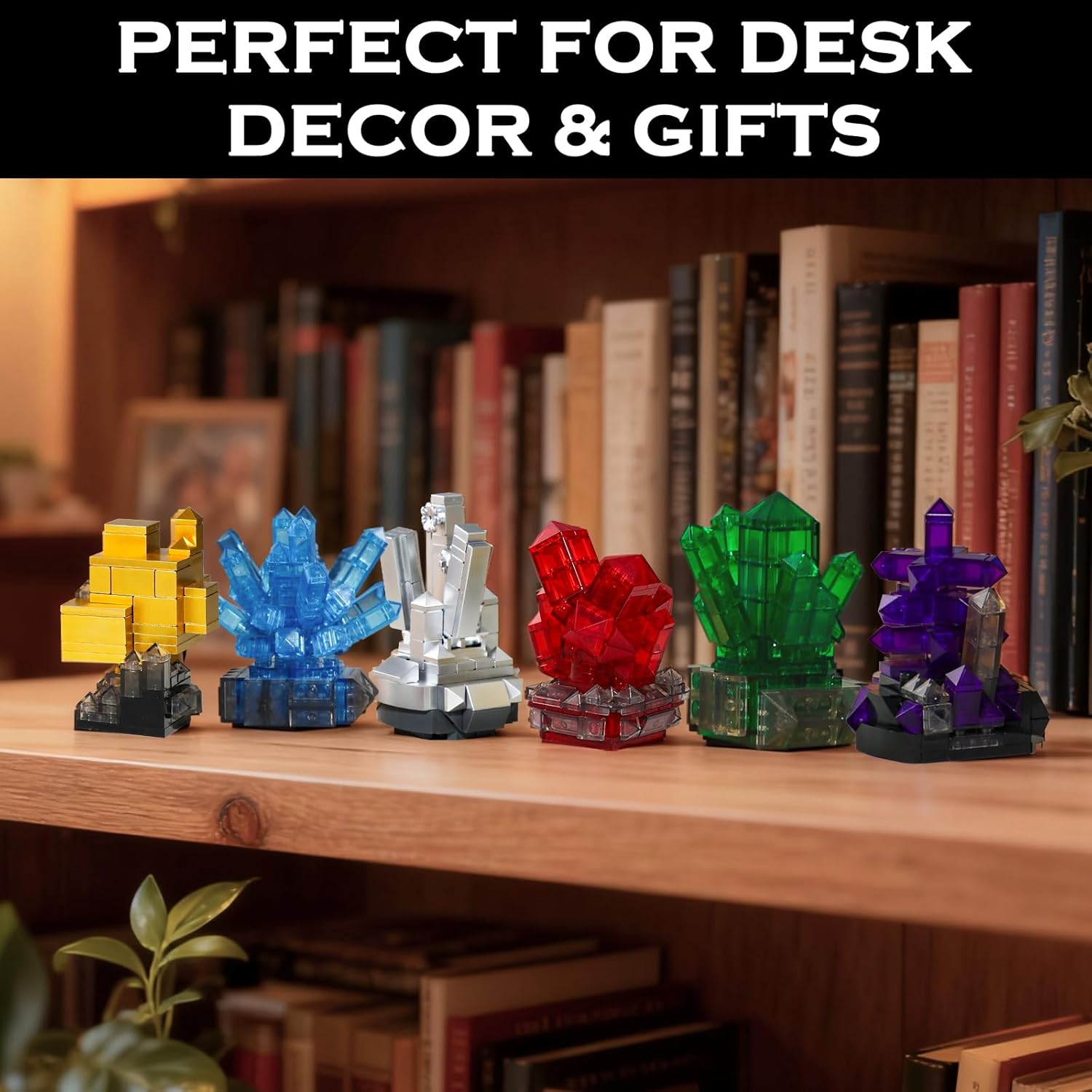 Mineral Building Set for Adults, 564PCS Geology Crystal Collection Kit with 6 Gems Models – Home and Office Decor for Adult, Elegant Desk Décor & Idea Gift for Men & Women