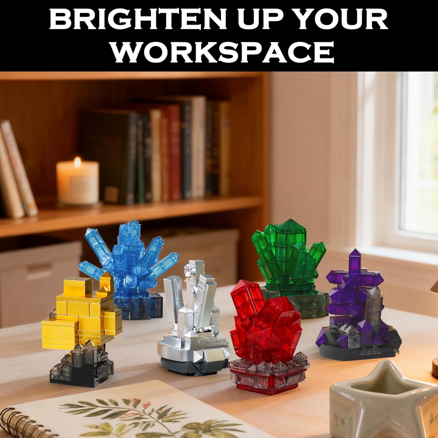 Mineral Building Set for Adults, 564PCS Geology Crystal Collection Kit with 6 Gems Models – Home and Office Decor for Adult, Elegant Desk Décor & Idea Gift for Men & Women