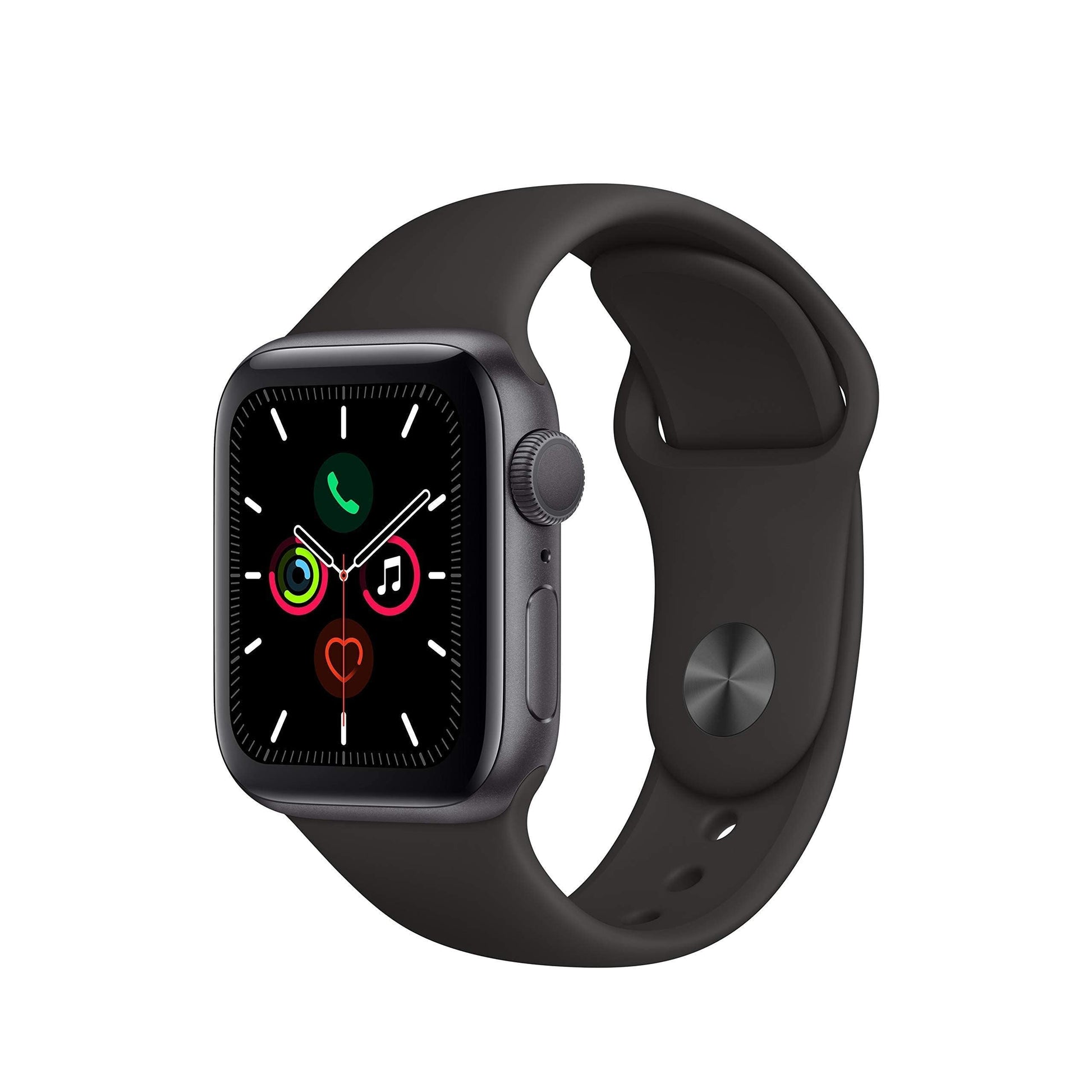 Apple Watch Series 5 (GPS + Cellular, 44MM) - Space Gray Aluminum Case with Black Sport Band (Renewed)