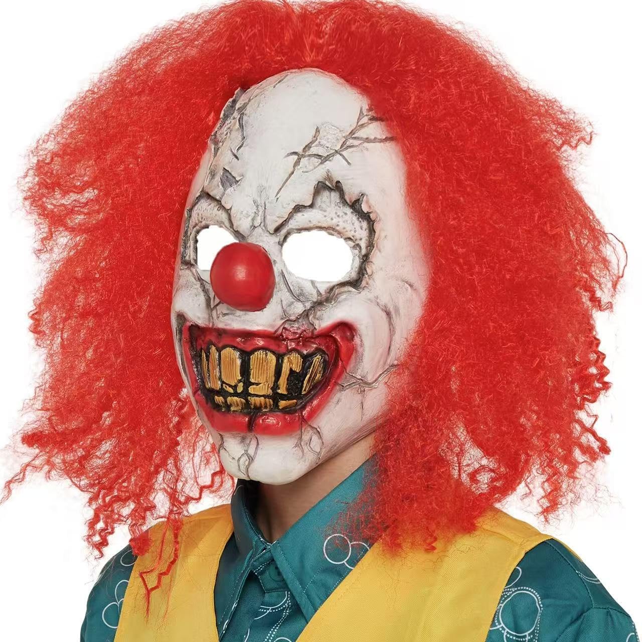 Monisorly Scary demon zombie creepy Red hair evil clown mask Halloween adult killer clown face mask.