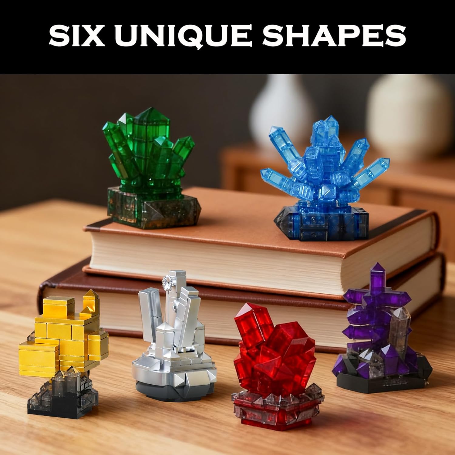 Mineral Building Set for Adults, 564PCS Geology Crystal Collection Kit with 6 Gems Models – Home and Office Decor for Adult, Elegant Desk Décor & Idea Gift for Men & Women