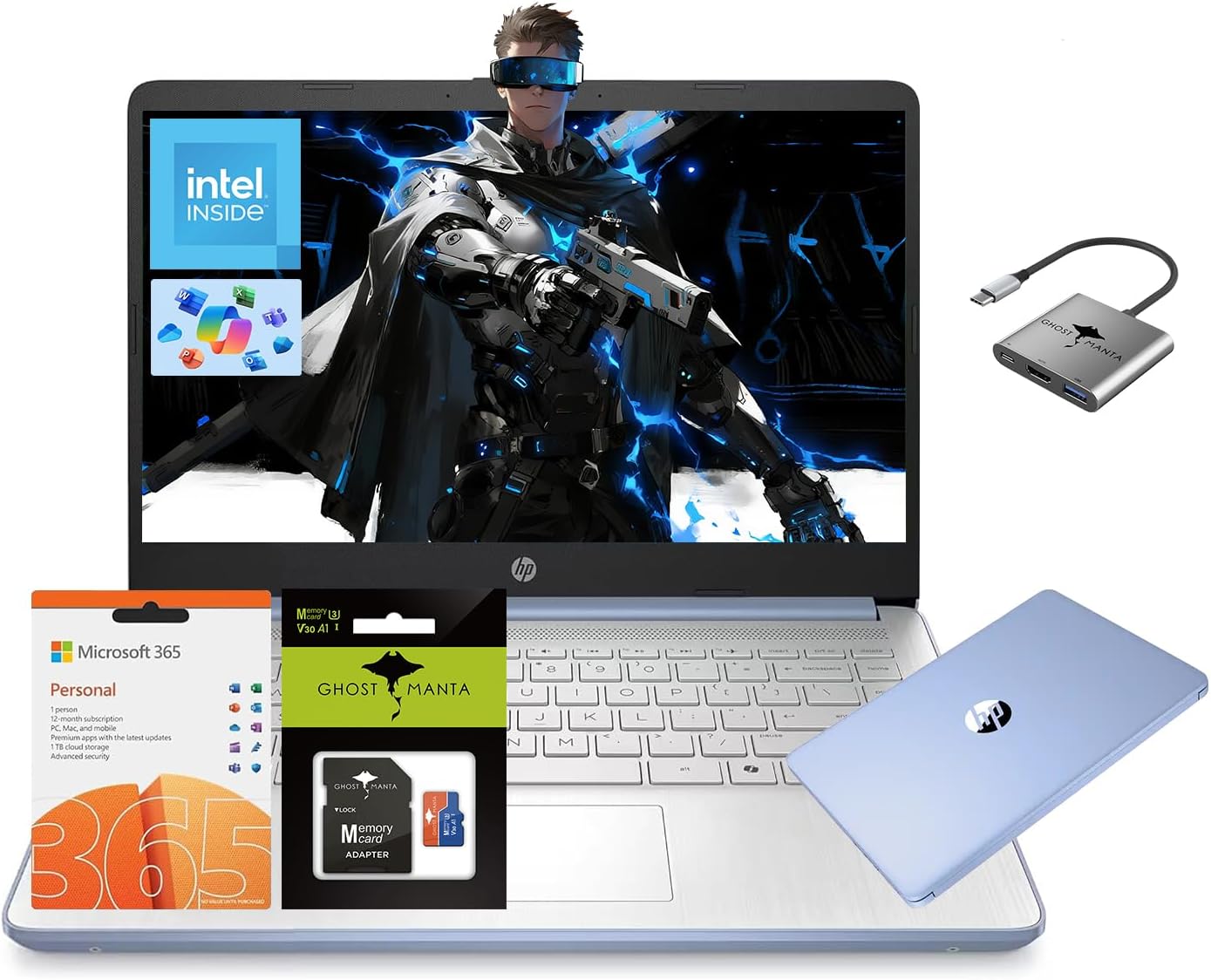 HP 14" Laptop Computer, Quad-Core (Beat i3), 16GB RAM 256GB Storage (128GB UFS+128GB SD Card), Wi-Fi 6 Win11 Laptops for Business and Student with 1-Year Office 365 W/GM Accessories