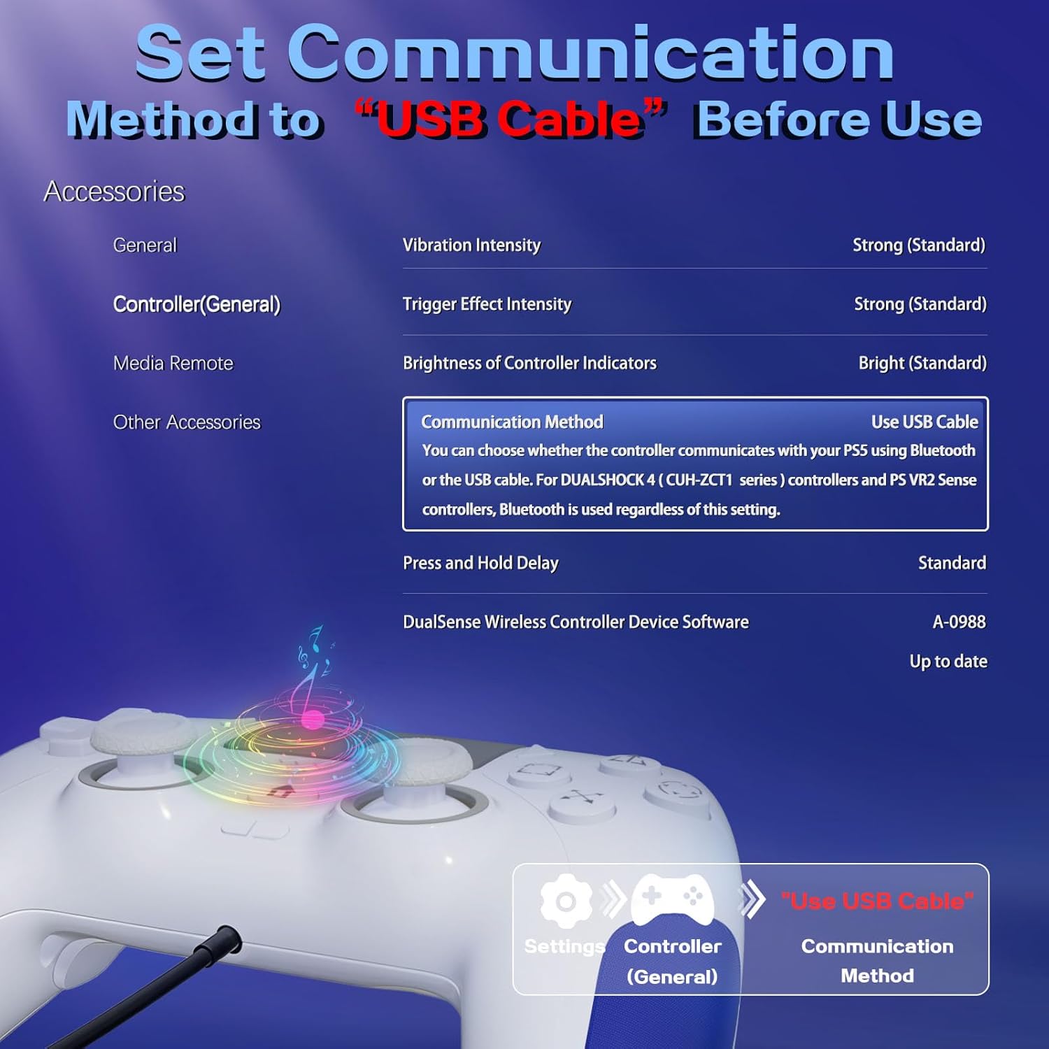 Kamylorus Wired Controller for PS-5/PC, Gaming Controller with Dual Vibration, Programmable/Remap/Turbo/RGB Light, 3.5MM Headphone Jack