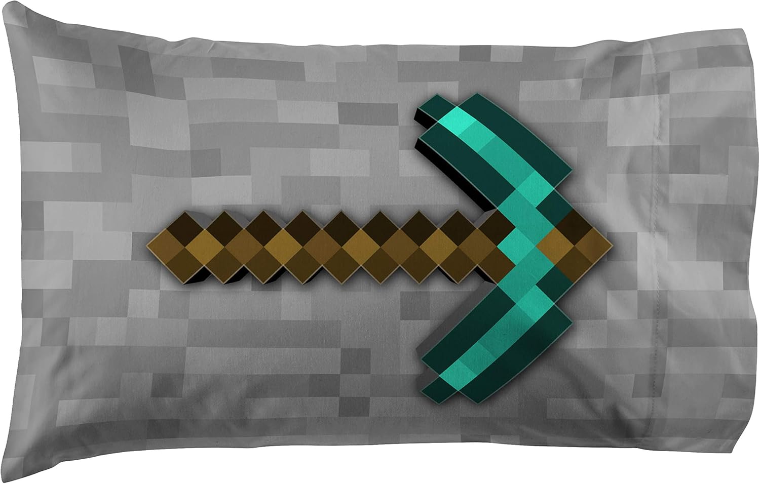 Jay Franco Minecraft Diamond Life 1 Pack Pillowcase - Double-Sided Super Soft Bedding - Featuring Minecraft's Sword & Pickaxe (Official Minecraft Product)