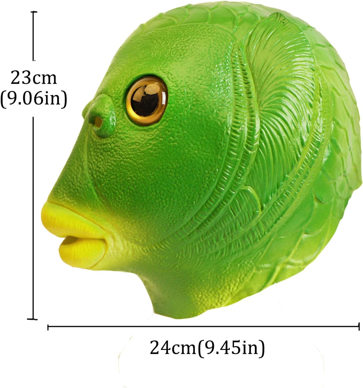 AQKILO Green Fish Mask Funny Latex Full Head Realistic Masks Fancy Dress for Halloween Carnival Costume Party